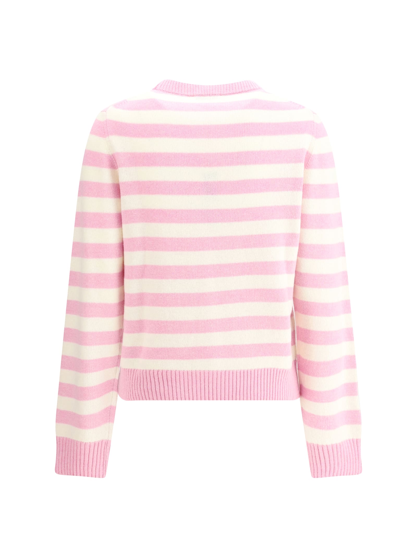 Ganni Striped Sweater With Rabbit