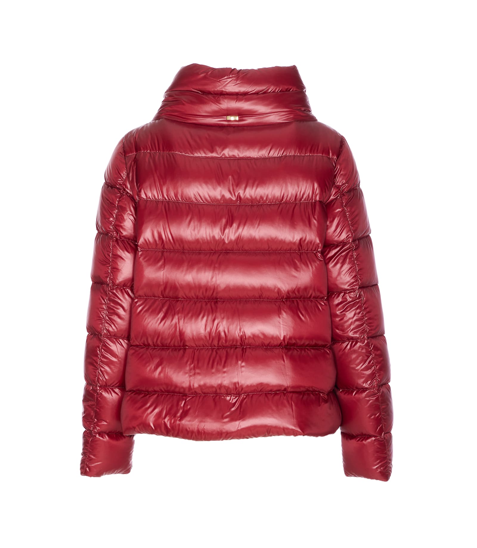 Herno Quilted High Neck Jacket With Lateral Split In Red