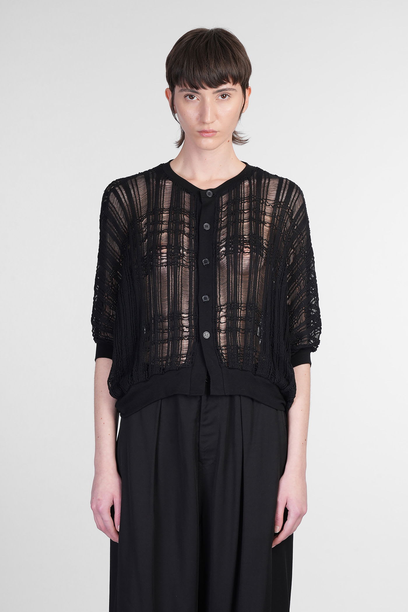 Topwear In Black Cotton