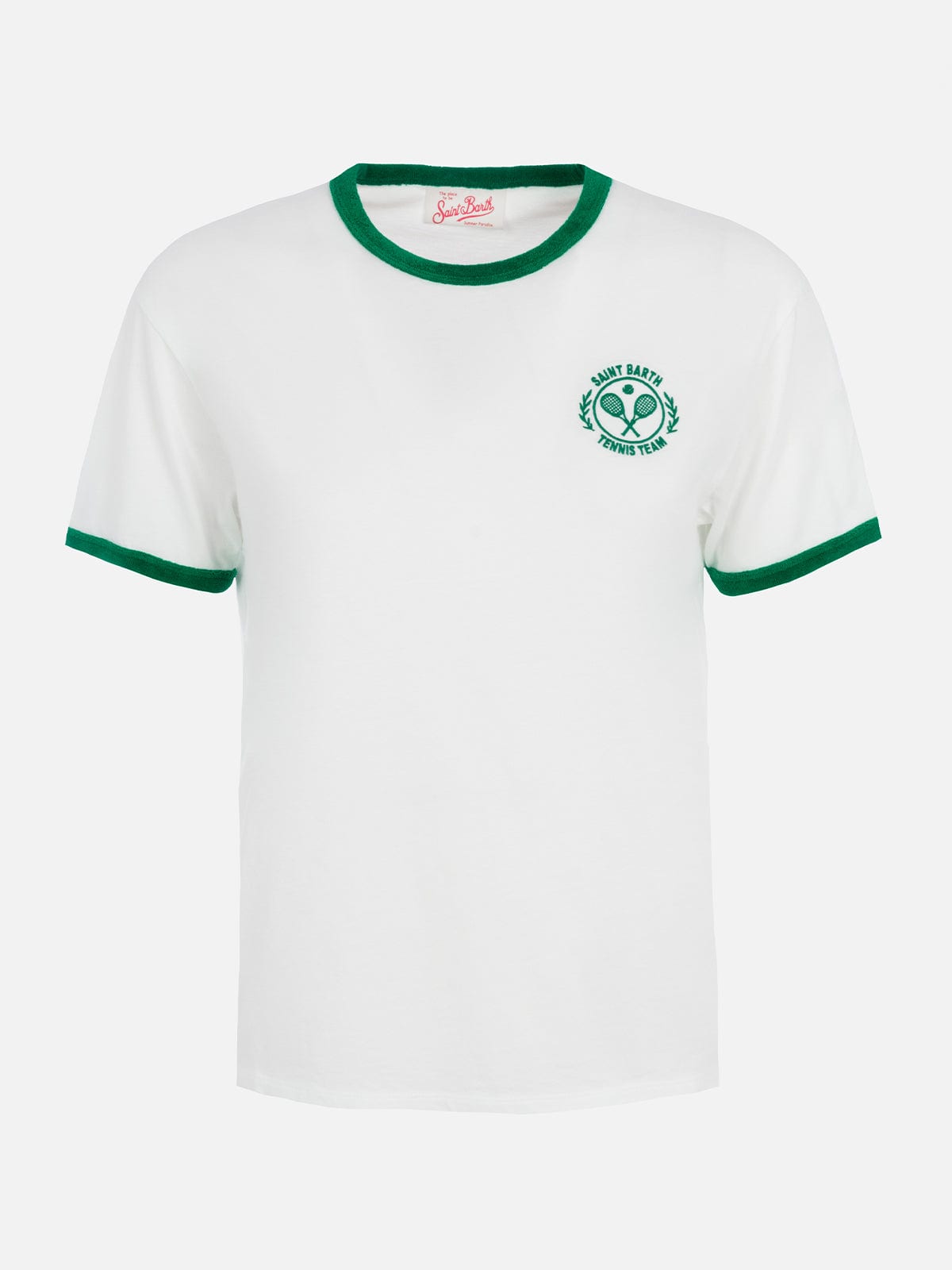 Mc2 Saint Barth Woman Cotton Jersey Crewneck T-shirt Emilie With Terry Details In White