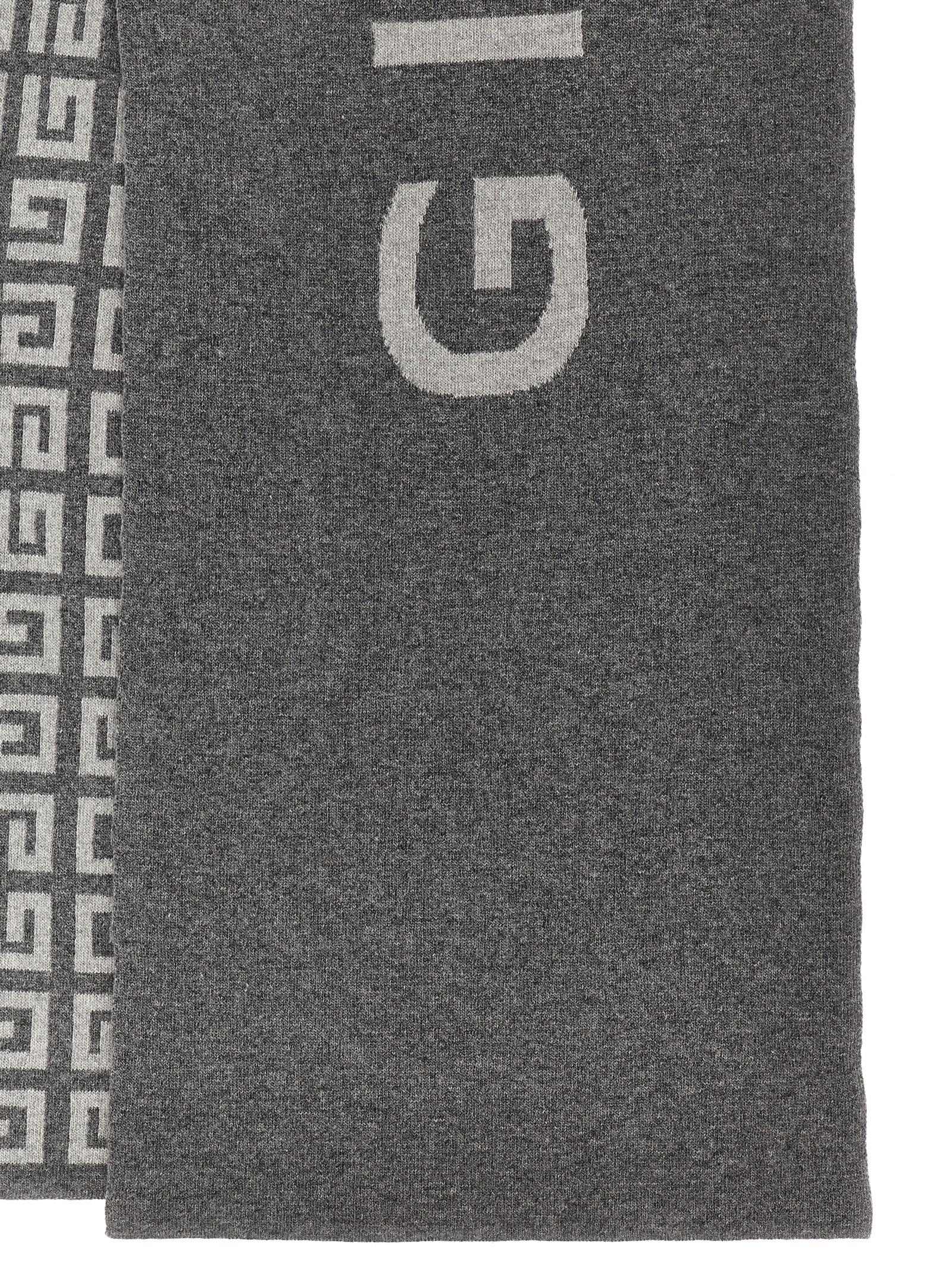 Givenchy 4g And Logo Wool And Cashmere Scarf In Gray