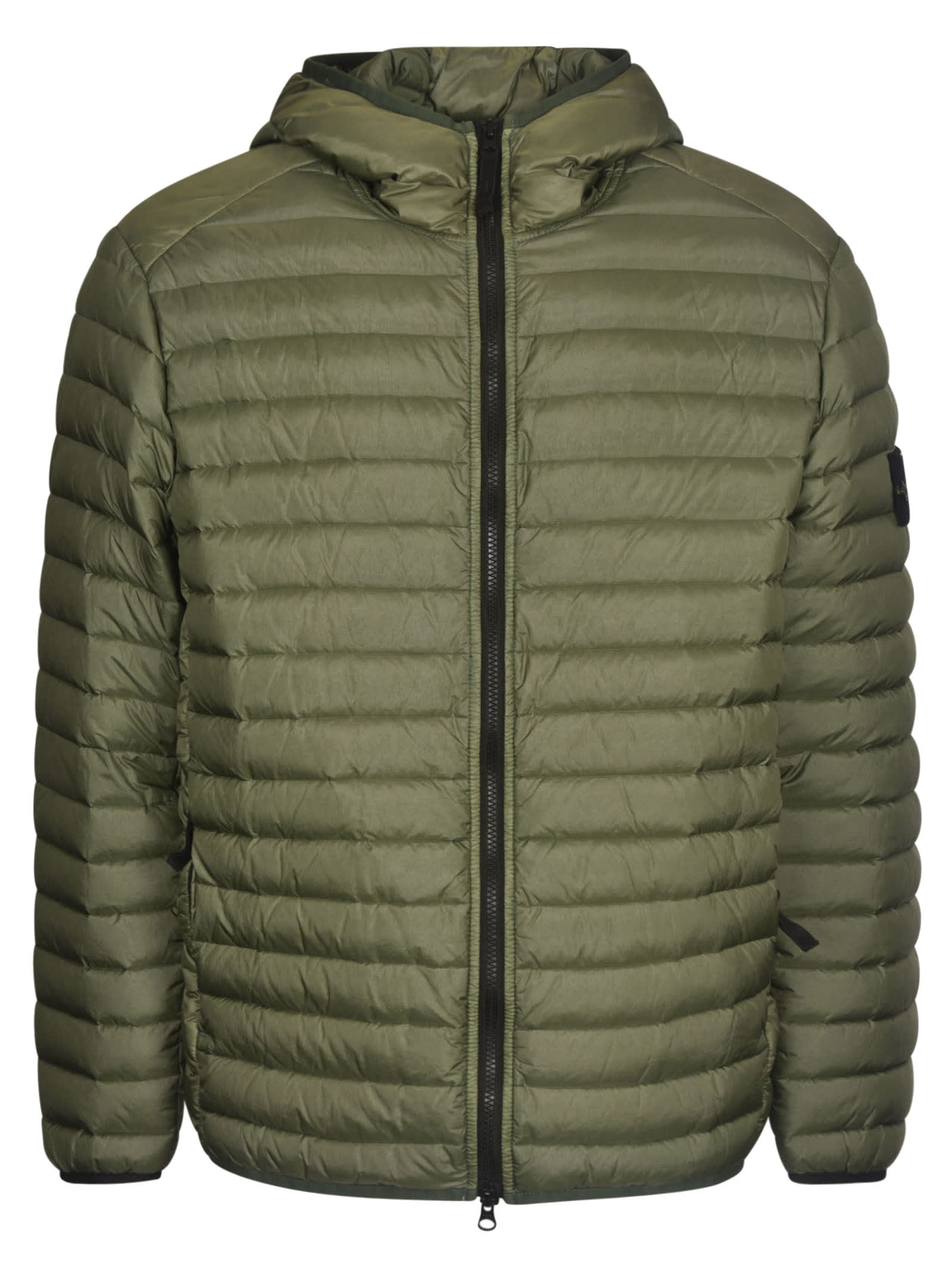 Stone Island Logo Patched Lightweight Hooded Down Jacket