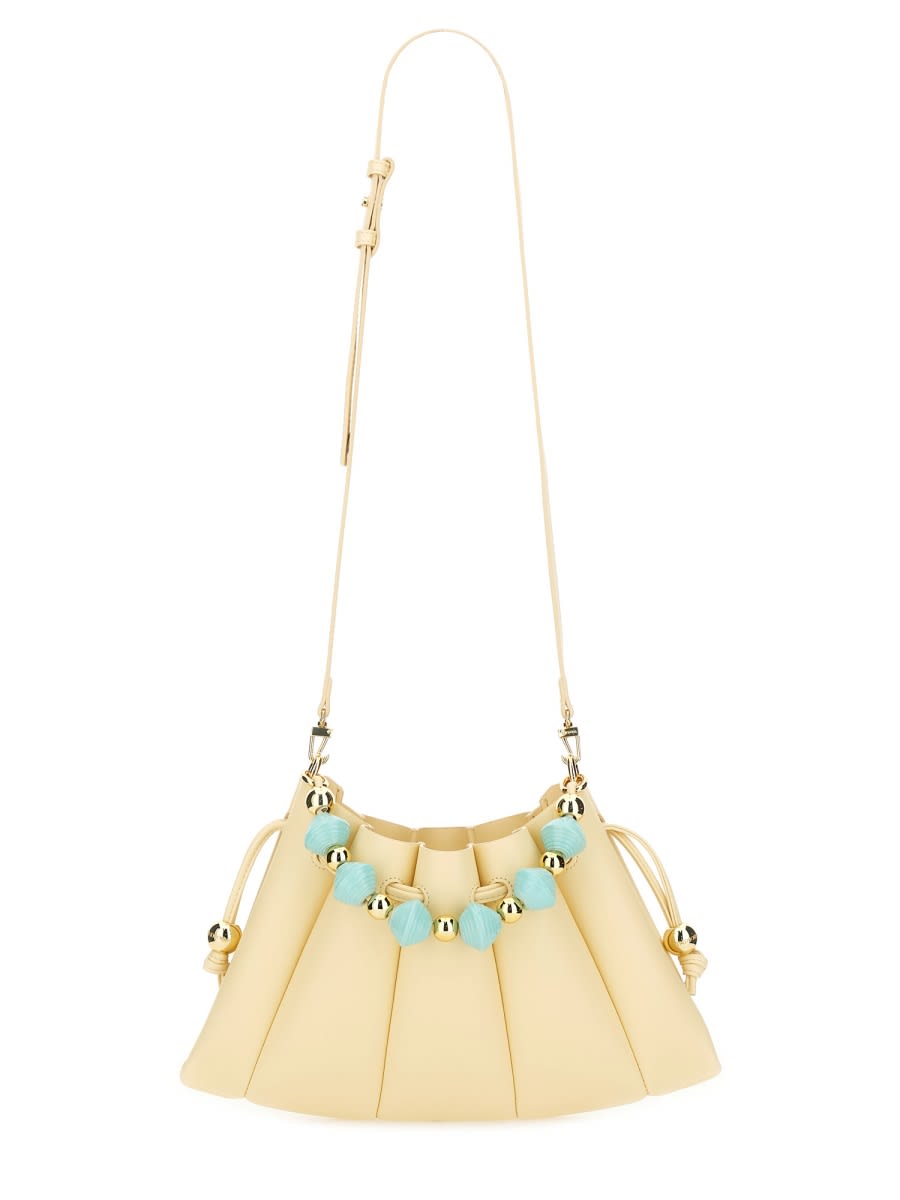 Themoirè Beaded Handle Pleated Design Bag