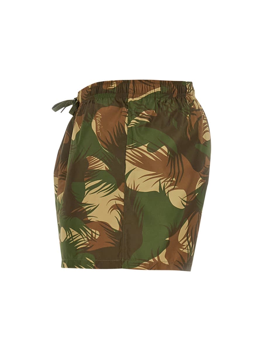 Shop Moschino Camouflage Swimsuit In Green