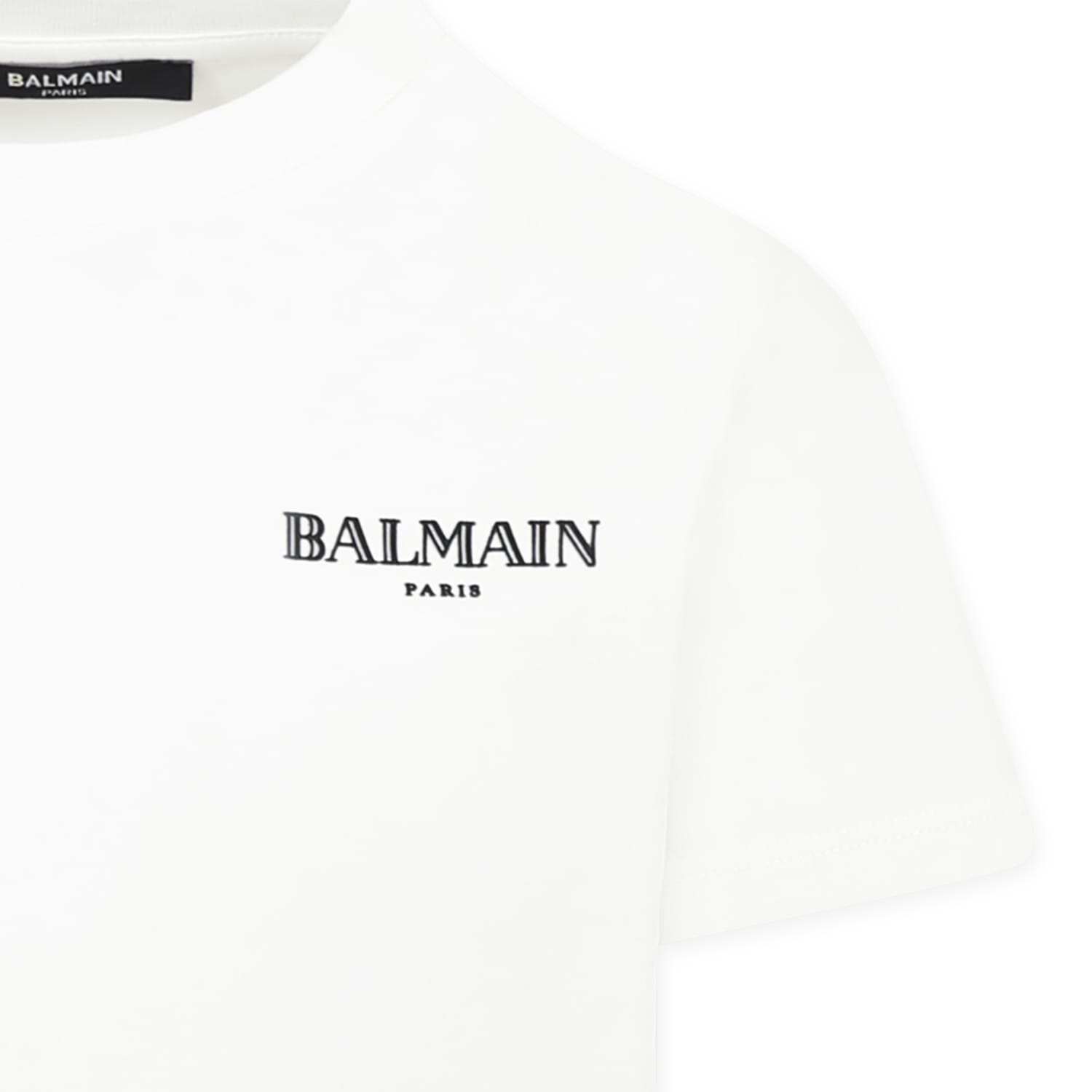 Balmain White T-shirt For Kids With Logo In White