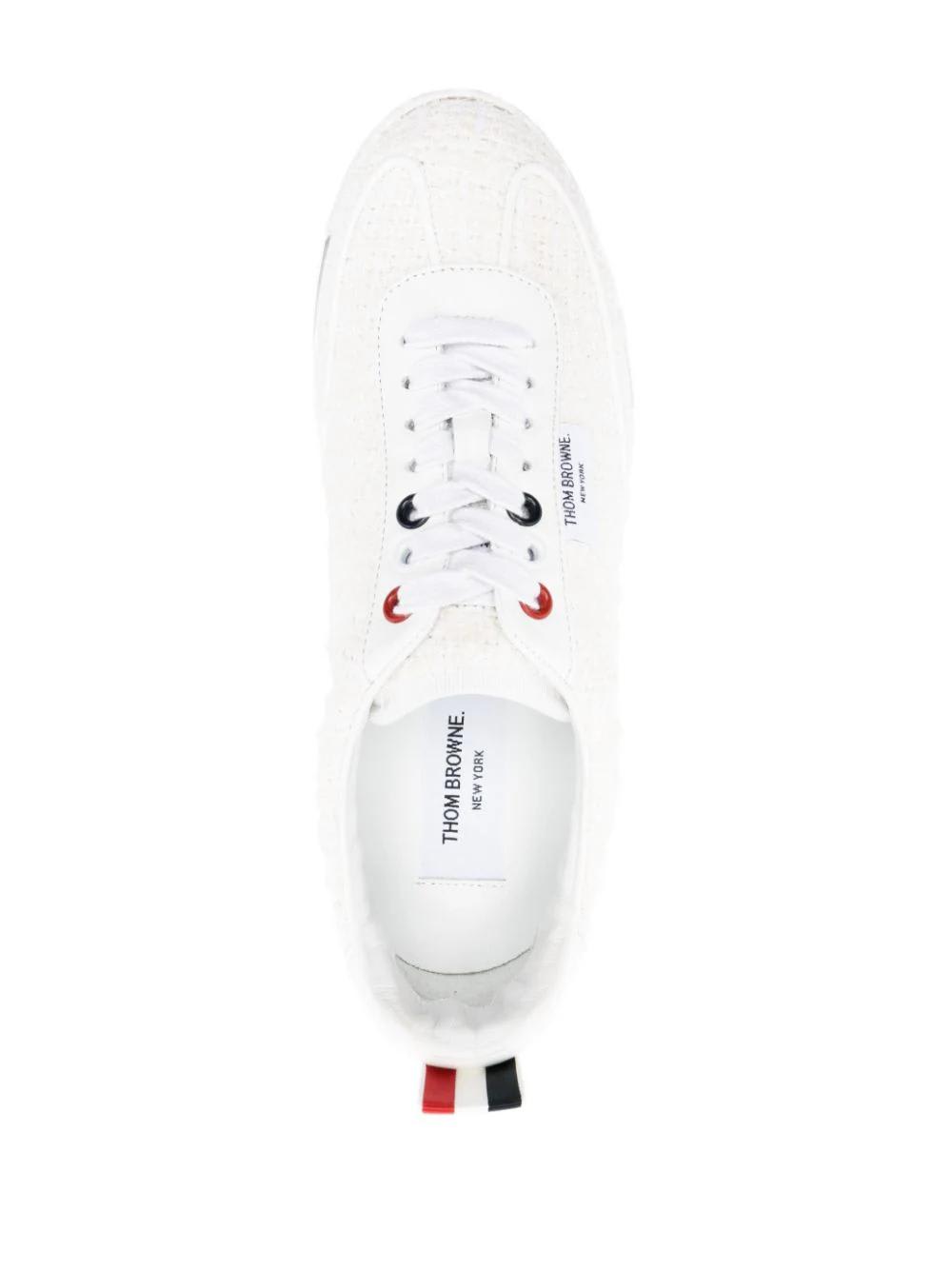 Shop Thom Browne Tech Tweed Sneakers In White