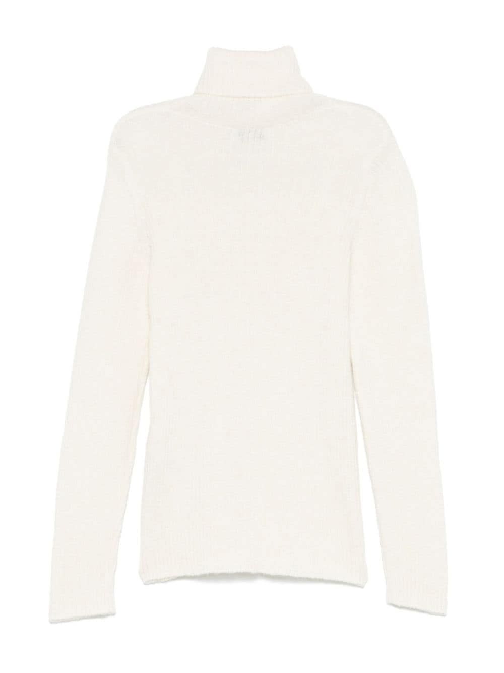 Shop Il Gufo White Wool Blend Turtleneck Sweater