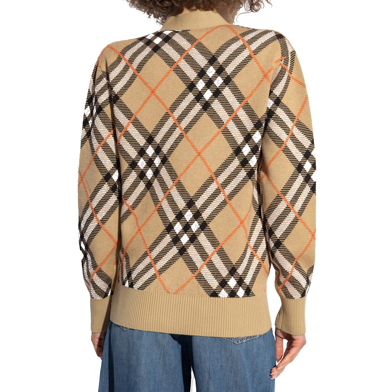 Burberry Wool Check Cardigan In Brown
