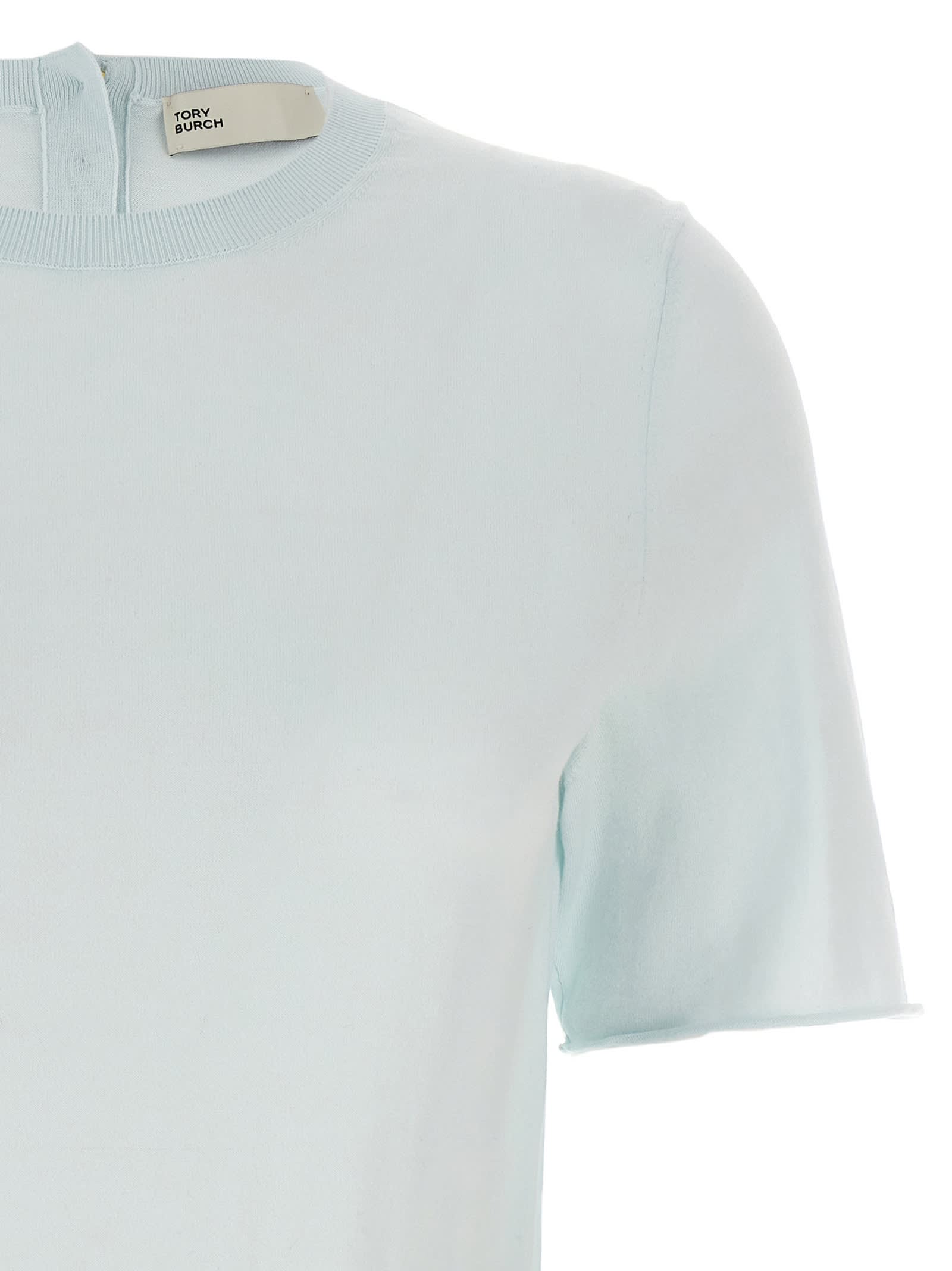 Shop Tory Burch Short-sleeved Sweater In Light Blue