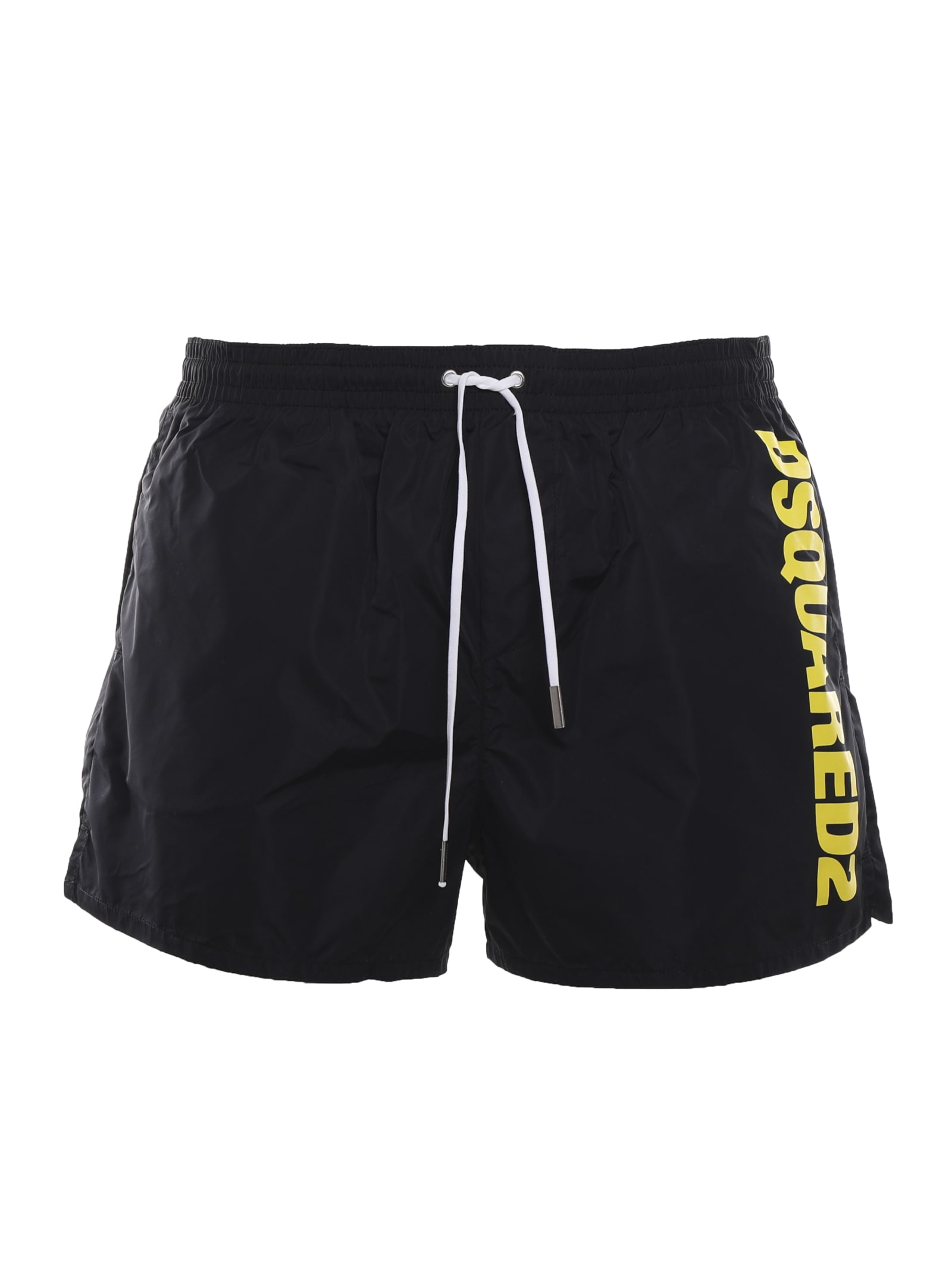 Dsquared2 Swimsuit With Contrasting Side Logo In Black/yel