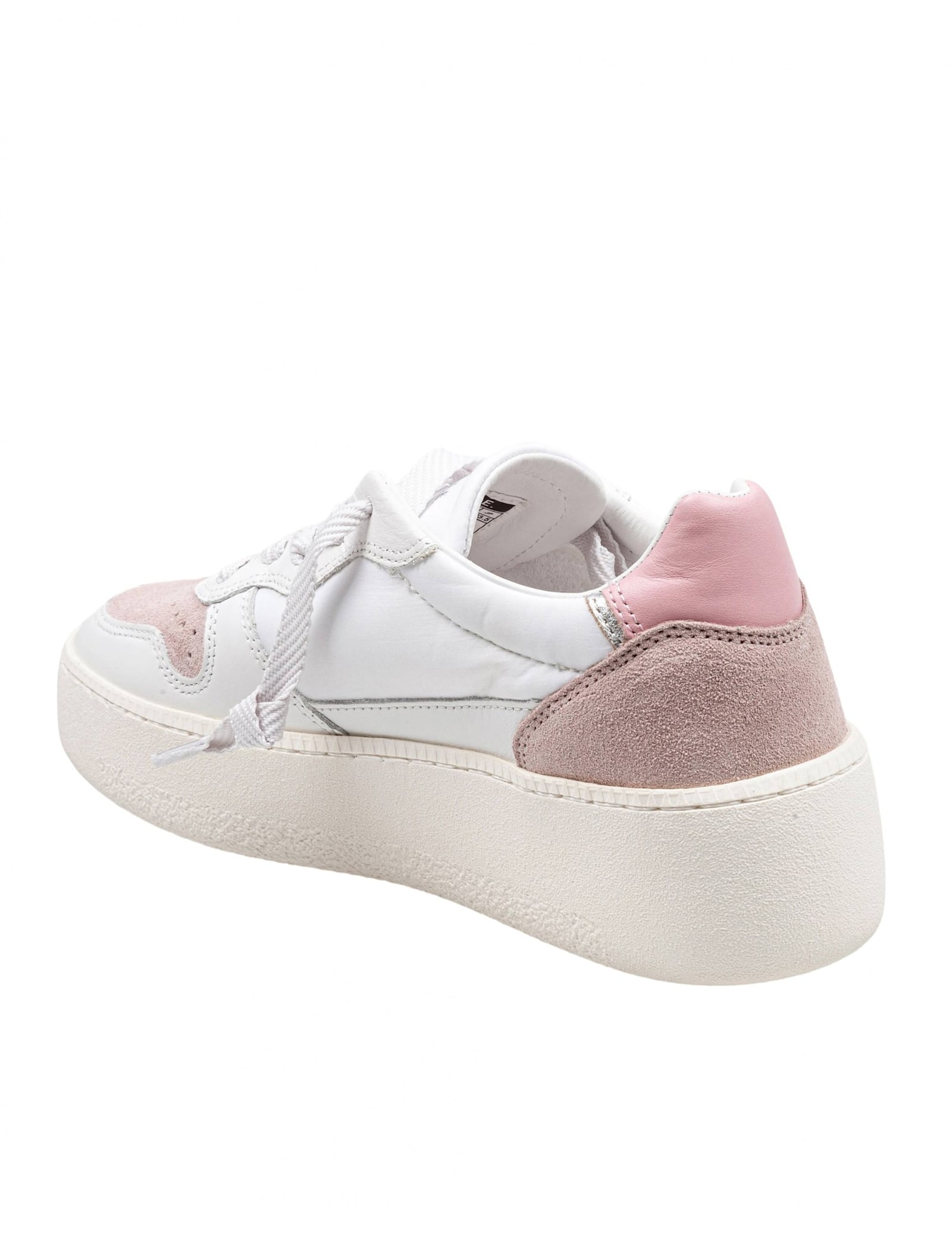 Shop Date D.a.t.e Sneakers Court Platform In Leather And Suede White And Pink In White/pink