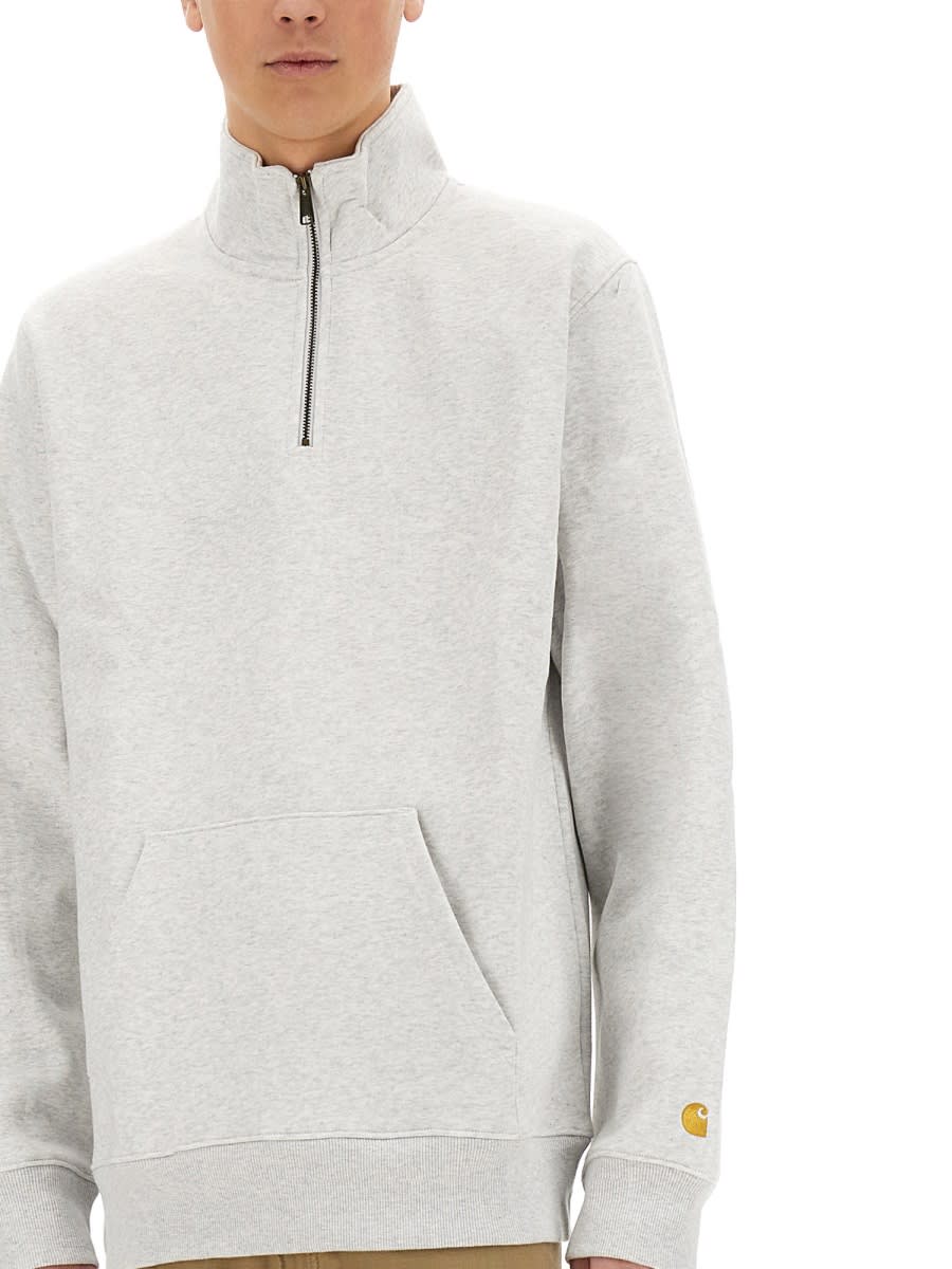 Carhartt Chase Half-zip Sweatshirt In Grey