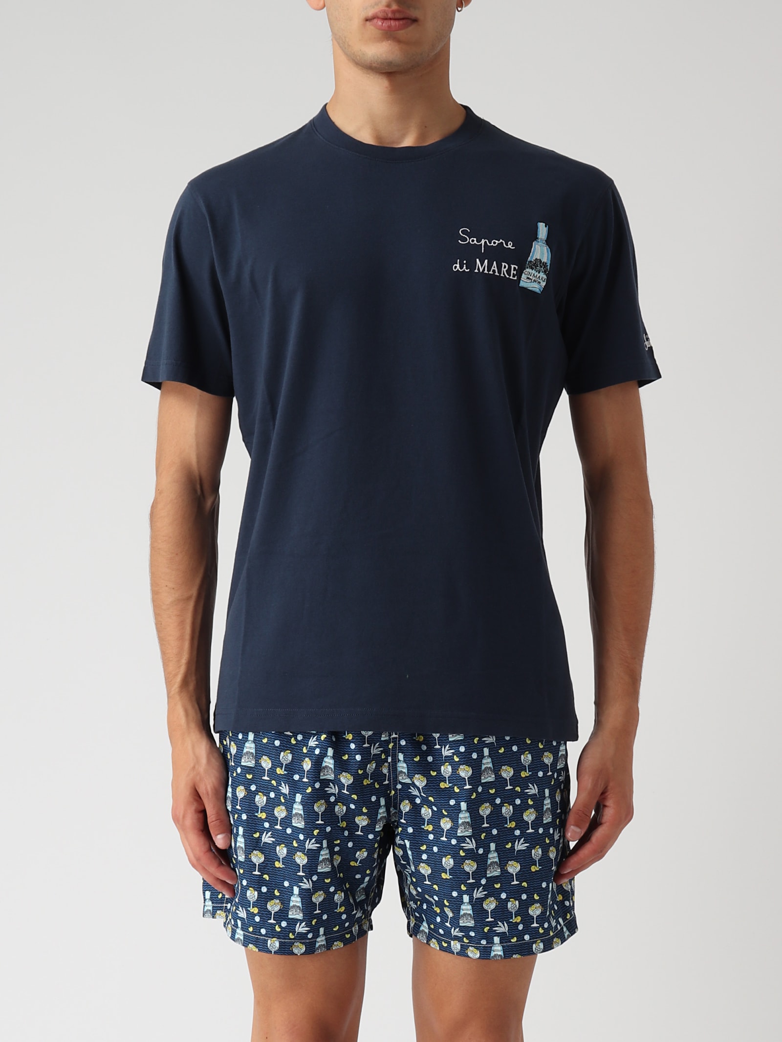 Shop Mc2 Saint Barth Cotton Classic T-shirt Cpt Gin Tonic T-shirt In Blu Notte