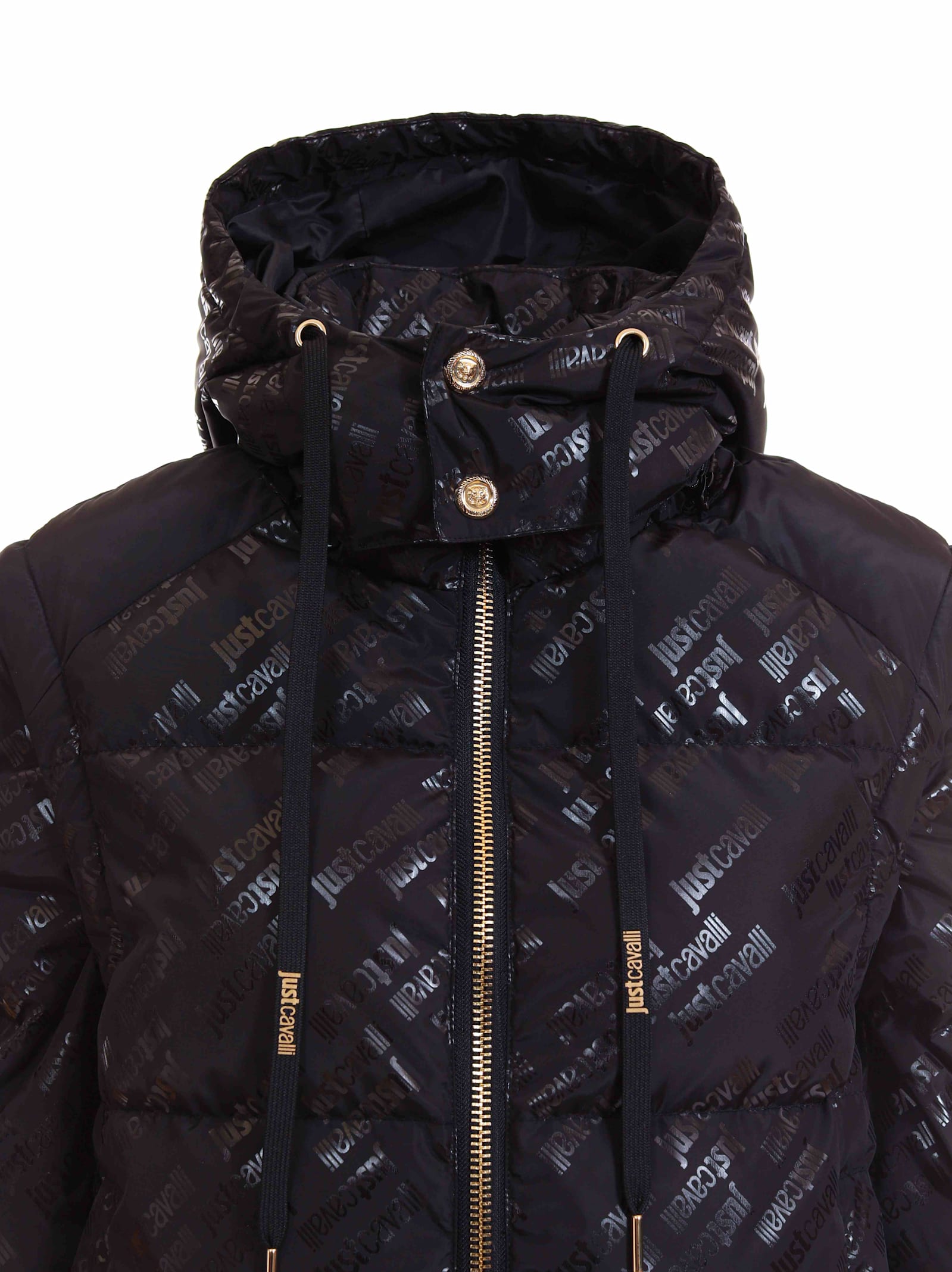 Shop Just Cavalli Black Down Jacket