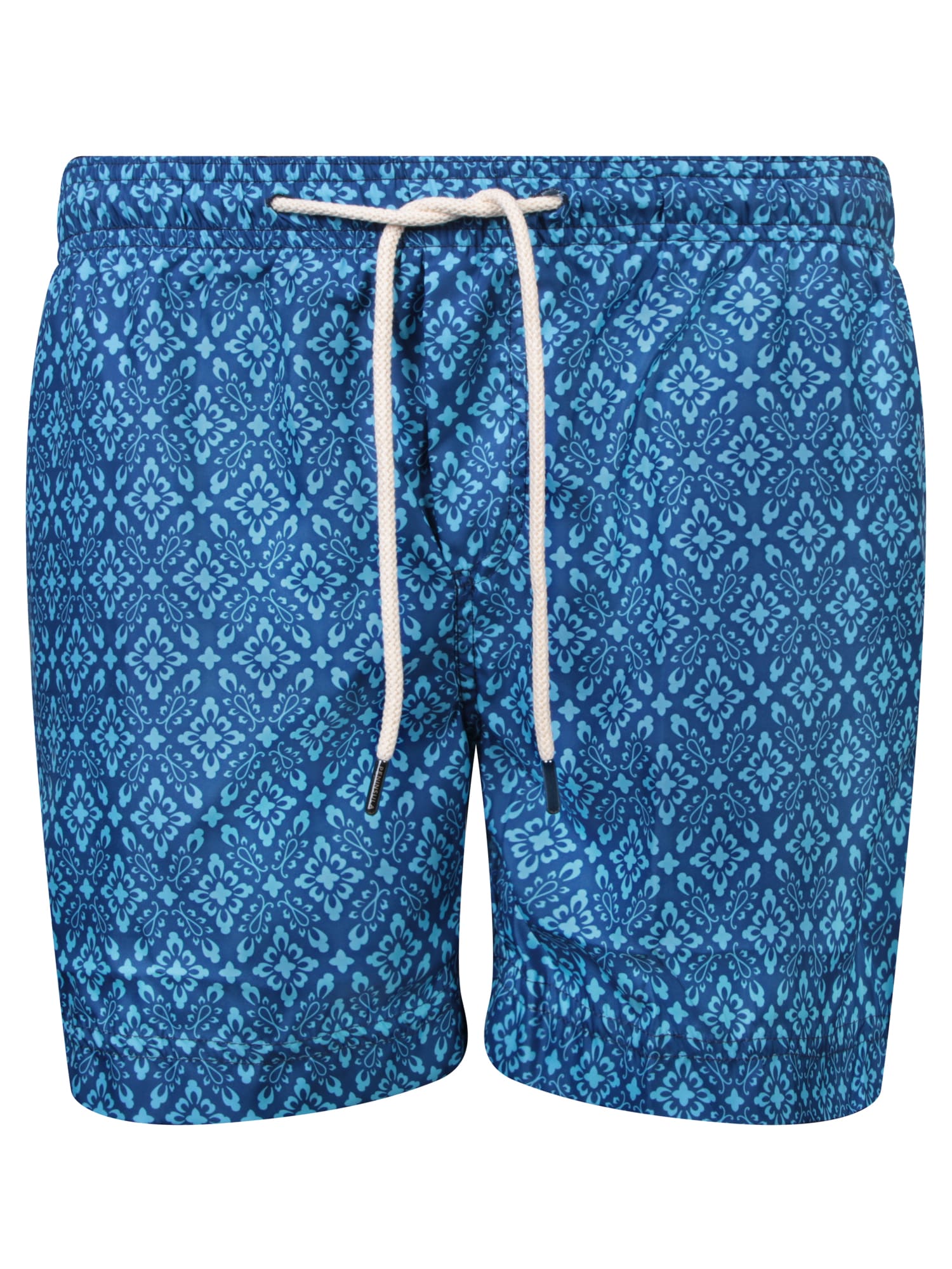 Blue Patterned Boxer Swim Shorts
