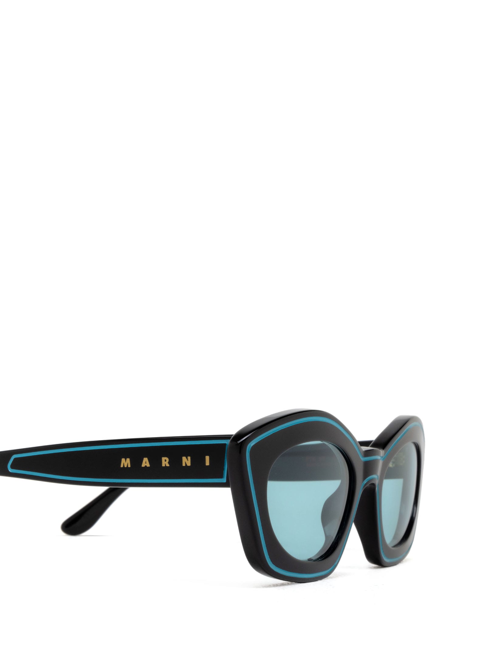 Shop Marni Eyewear Kea Island Teal Teal Sunglasses