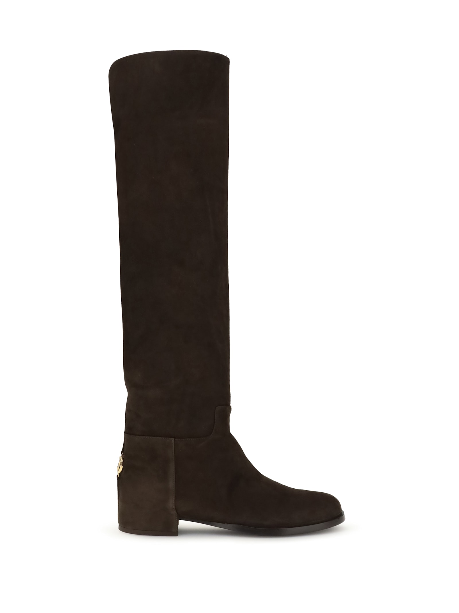 Dolce & Gabbana Suede High Boots In Brown