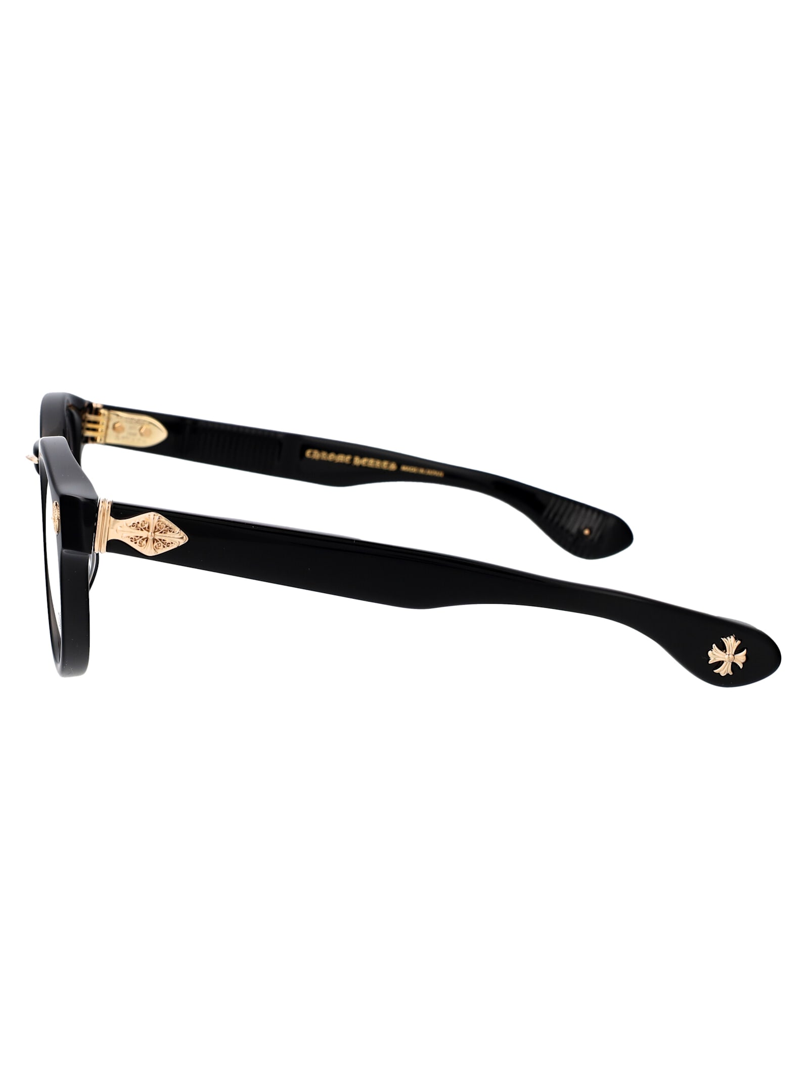 Shop Chrome Hearts Peter Arnell Glasses In Black-18kgp