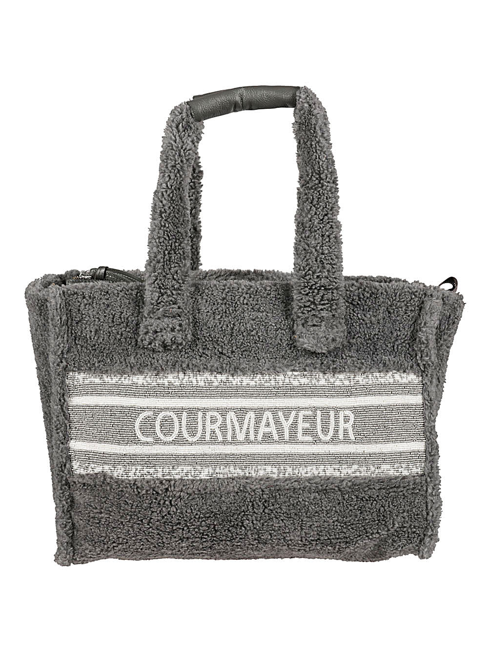 De Siena Courmayeur Eco Fur Shopping Bag In Gray