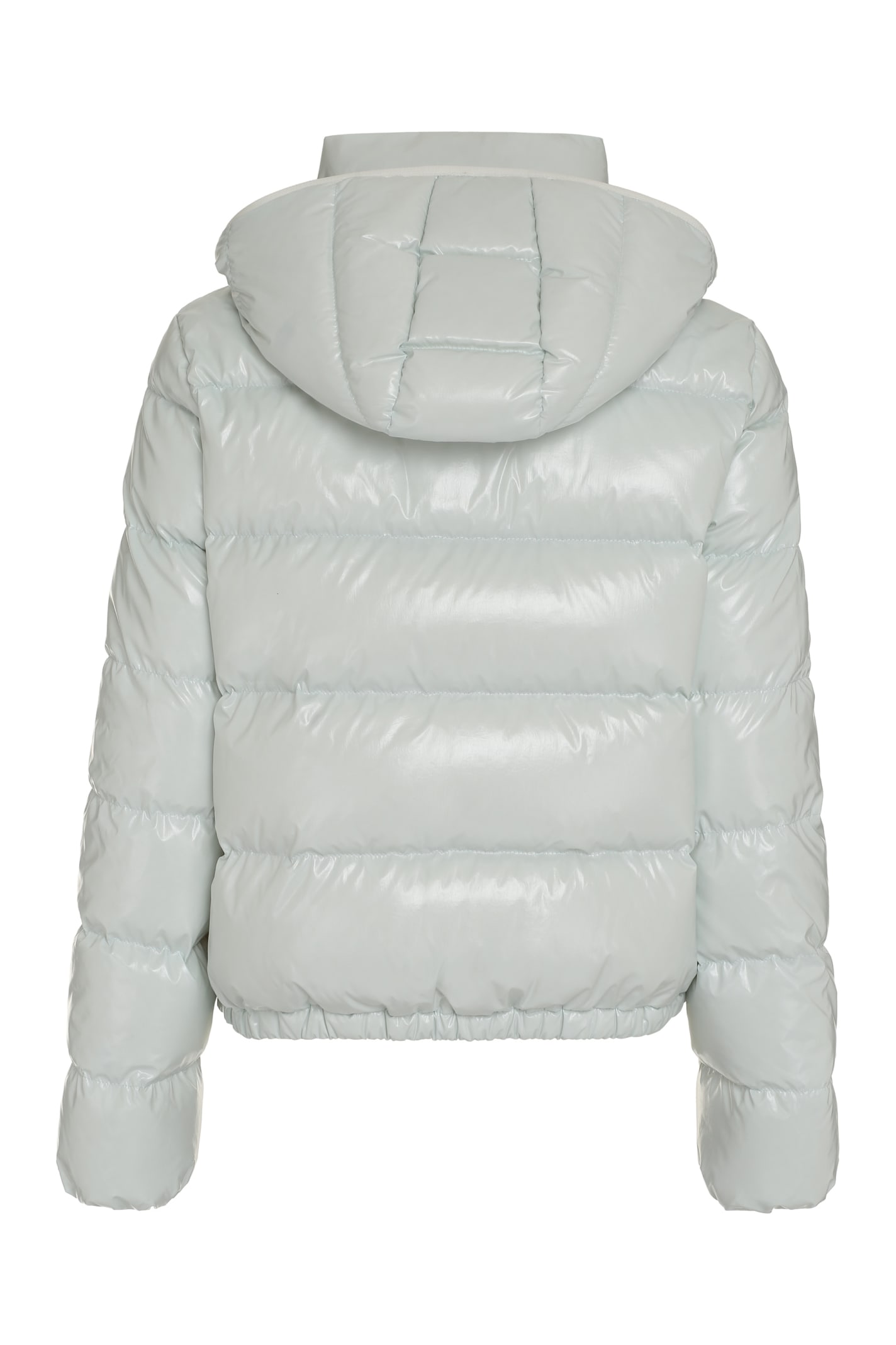Shop Moncler Andro Hooded Full-zip Down Jacket In Light Blue