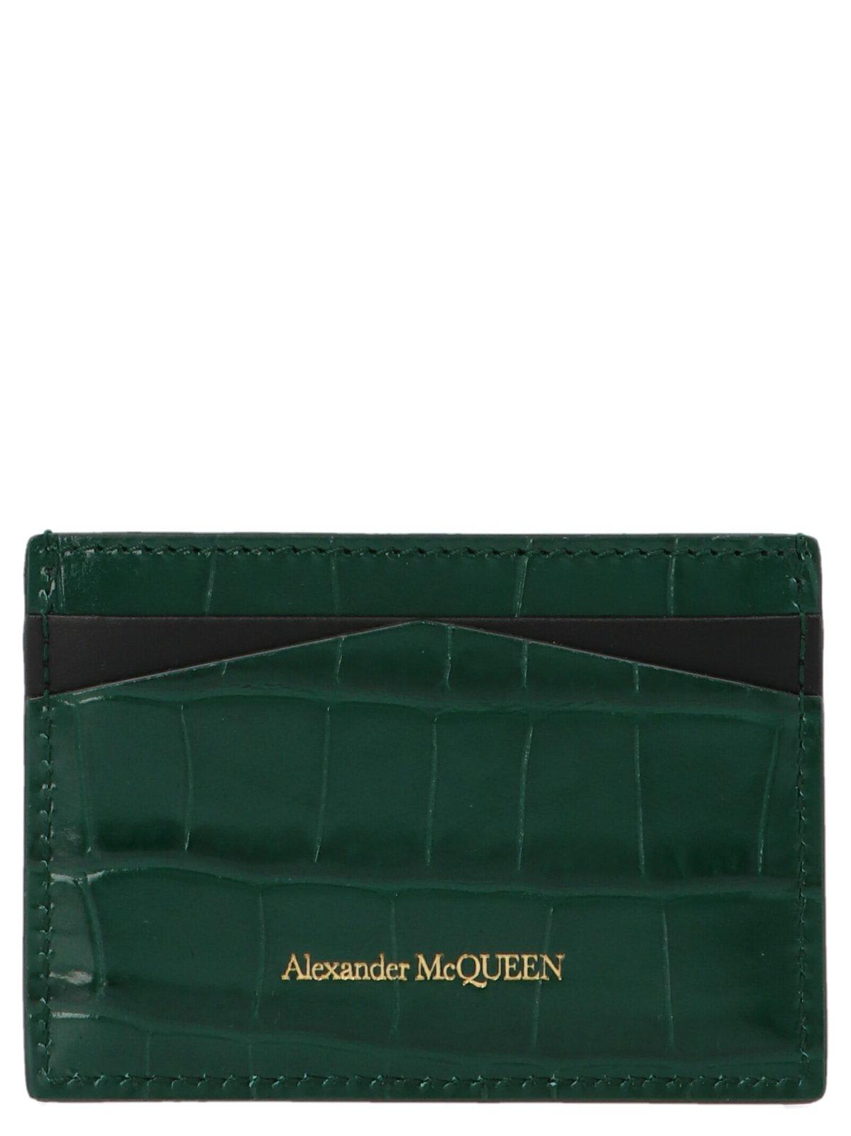 Shop Alexander Mcqueen Skull Embossed Cardholder In Green