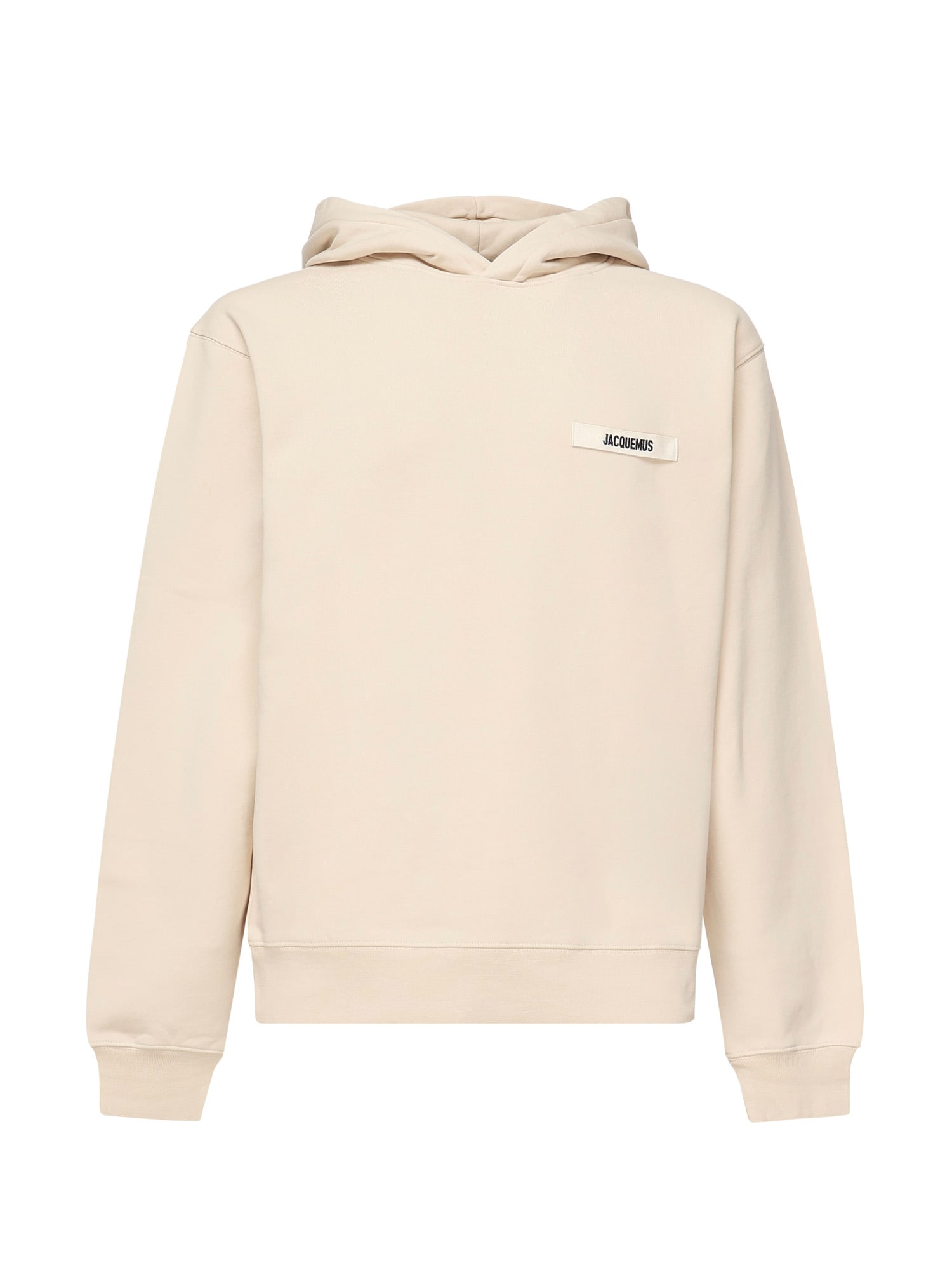 Jacquemus Ribbed Hooded Sweater Featuring Gros Grain In Neutral
