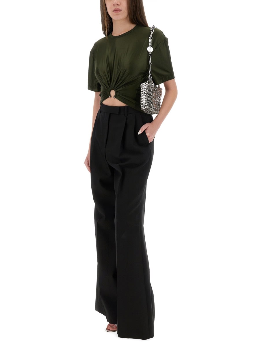 Rabanne Cut-out Knot Detail Round Neck Top In Green