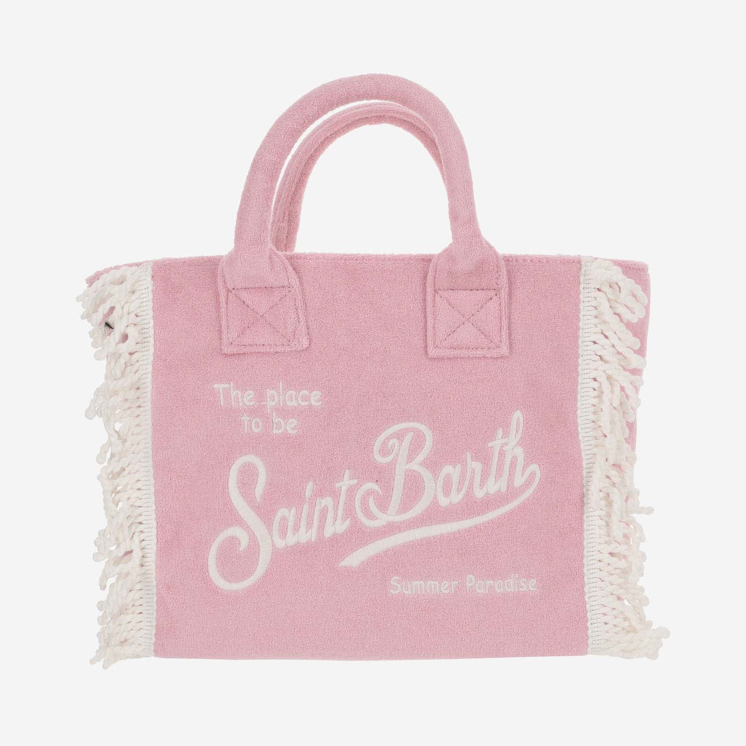 Mc2 Saint Barth Colette Terry Tote Bag With Embroidery In Pink