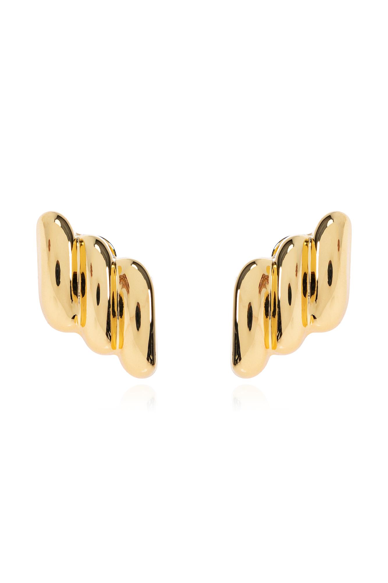 Anine Bing Diagonal Ribbed Earrings In Gold