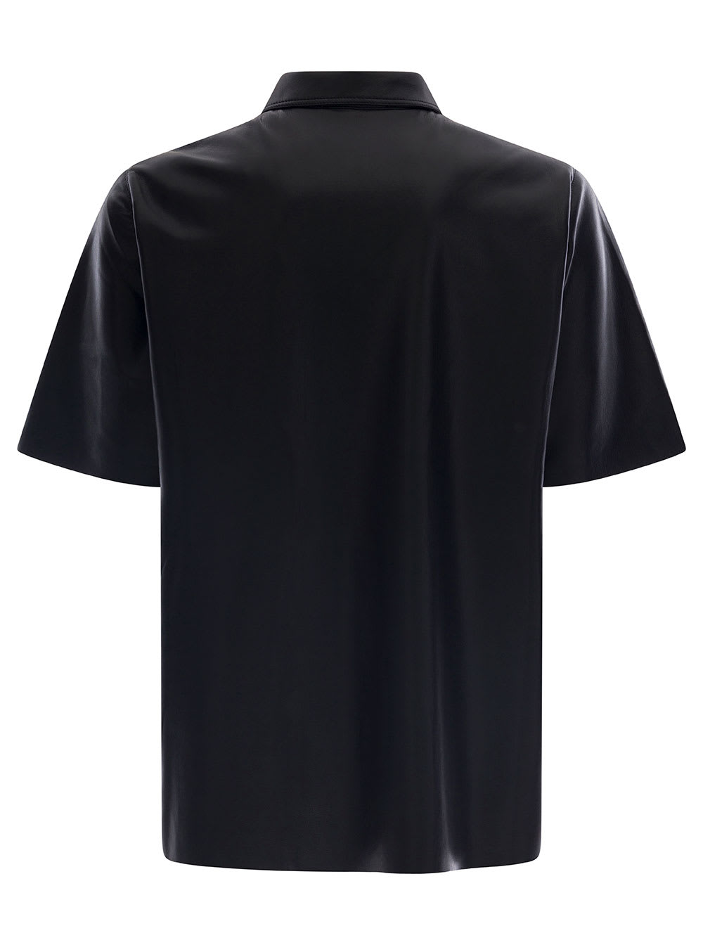 Shop Nanushka Bodil Black Short Sleeve Shirt In Faux Leather Man