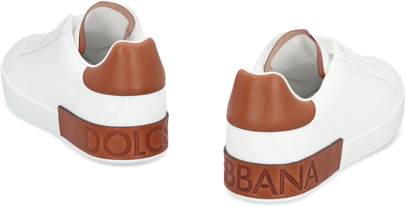 Dolce & Gabbana White Calf Leather Portofino Sneakers In White