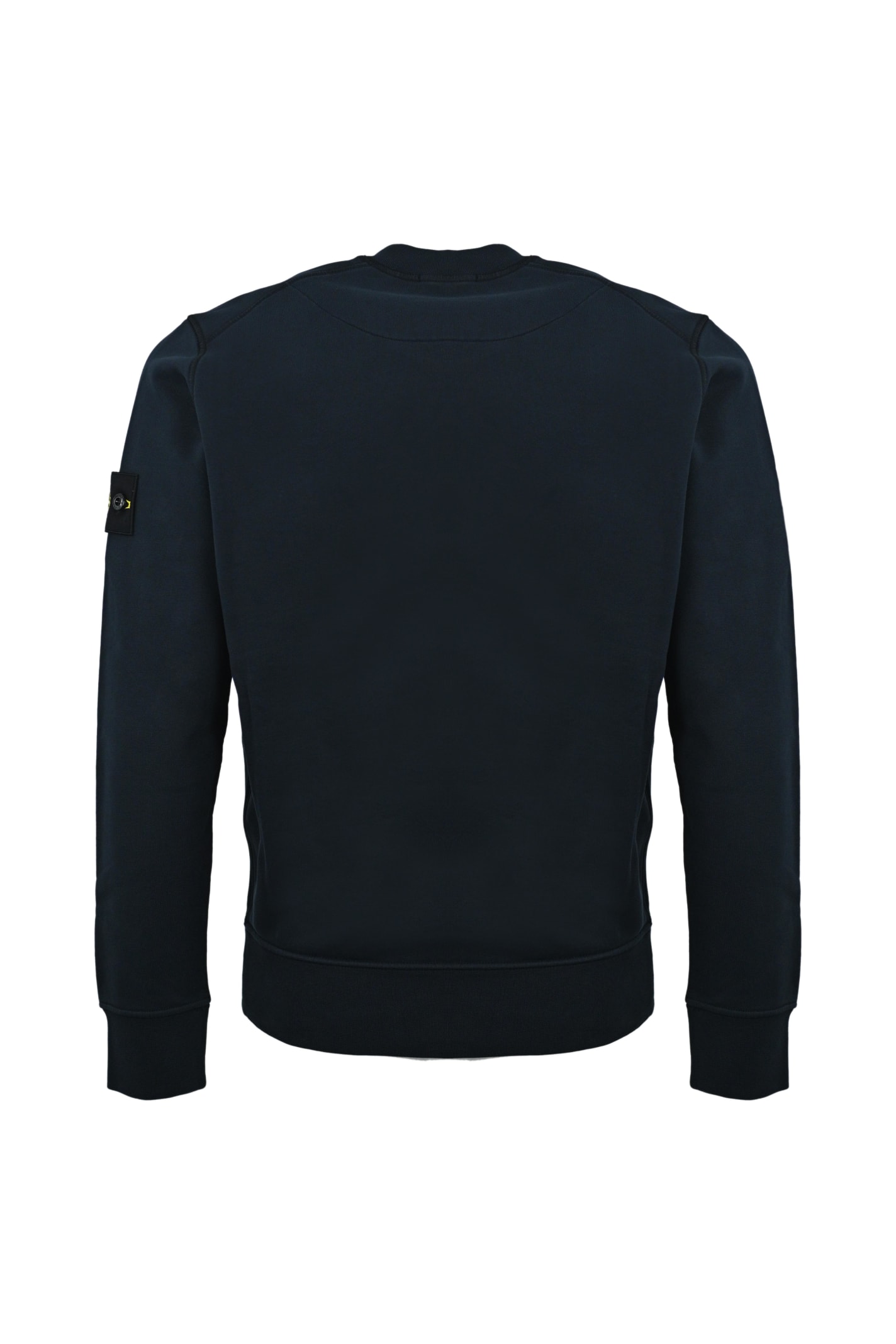 Shop Stone Island Cotton Sweatshirt With Logo 63051 In Navy Blue