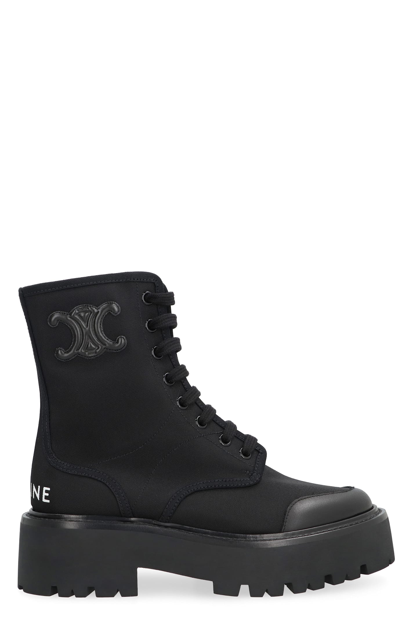 Celine Bulky Technical Fabric Ankle Boots In Black