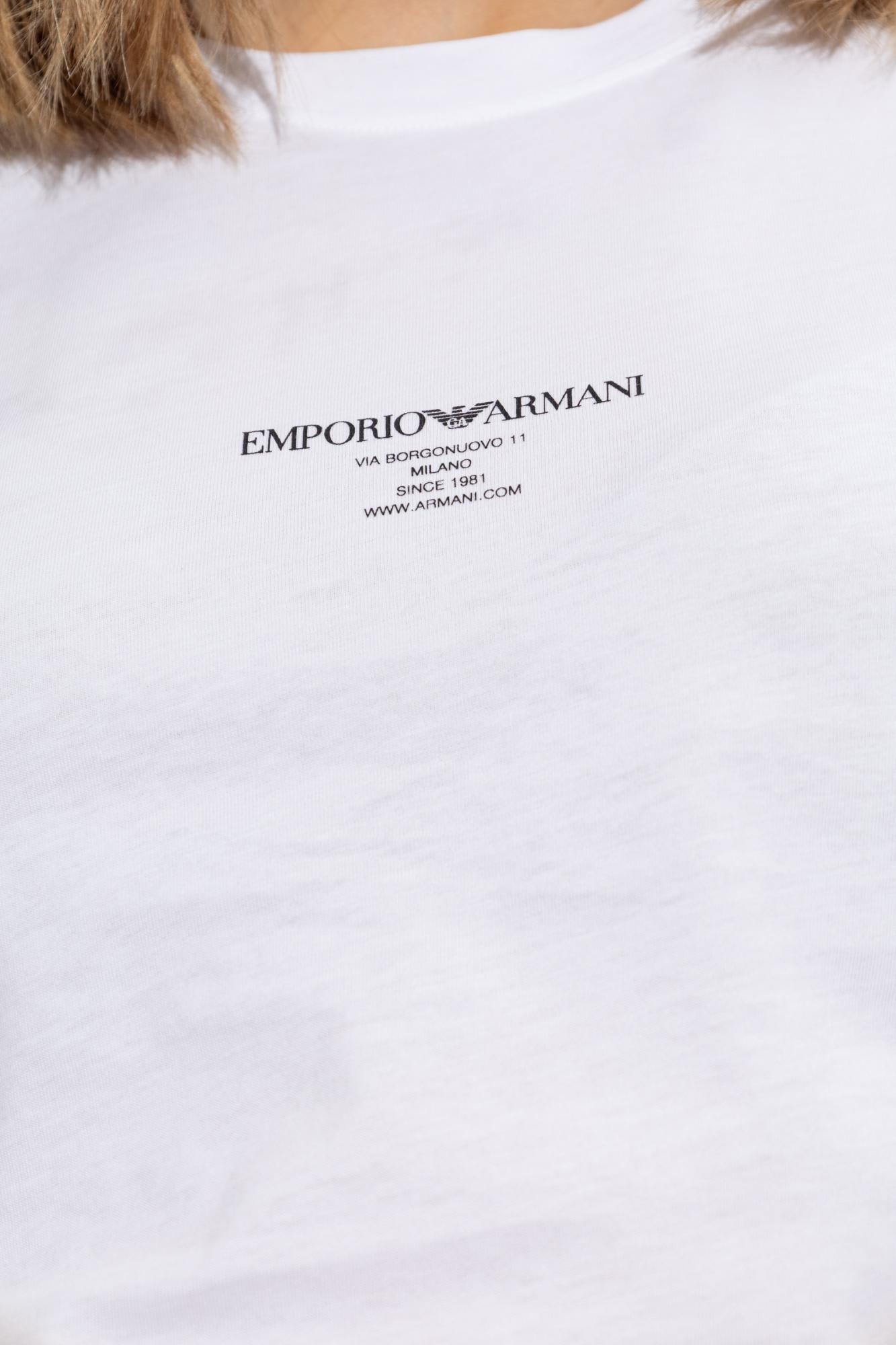 Emporio Armani Logo Printed Crewneck T-shirt In White