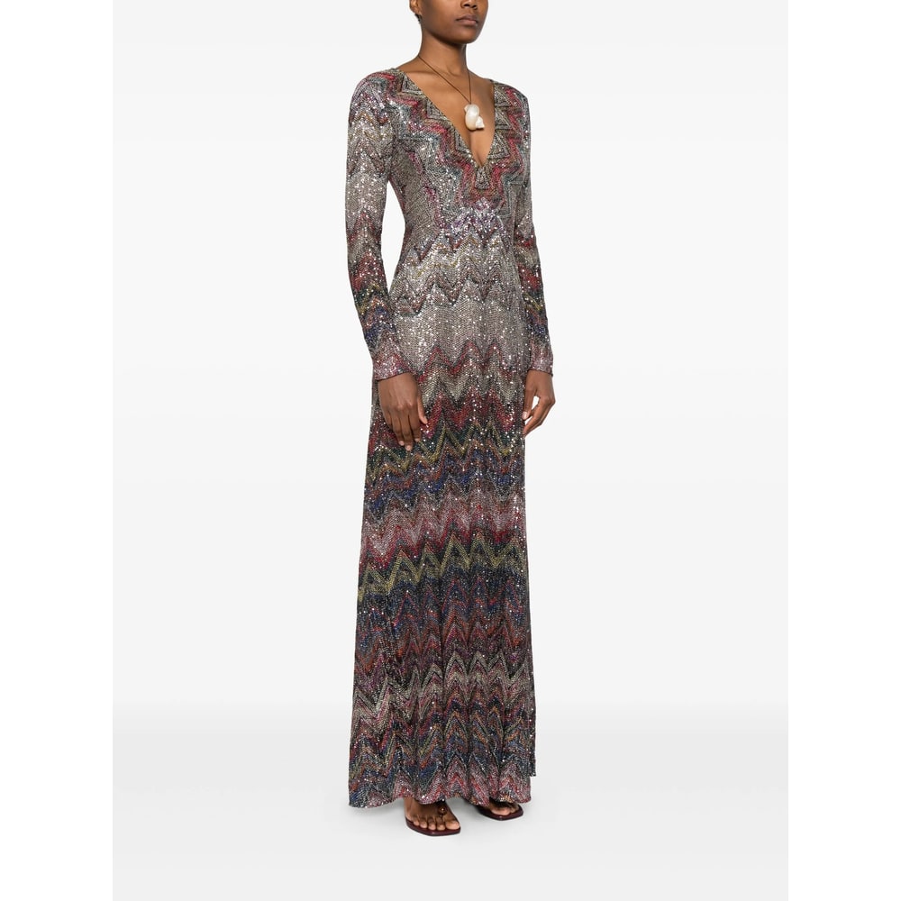 Missoni Midi Dress With Zigzag Pattern In Brown