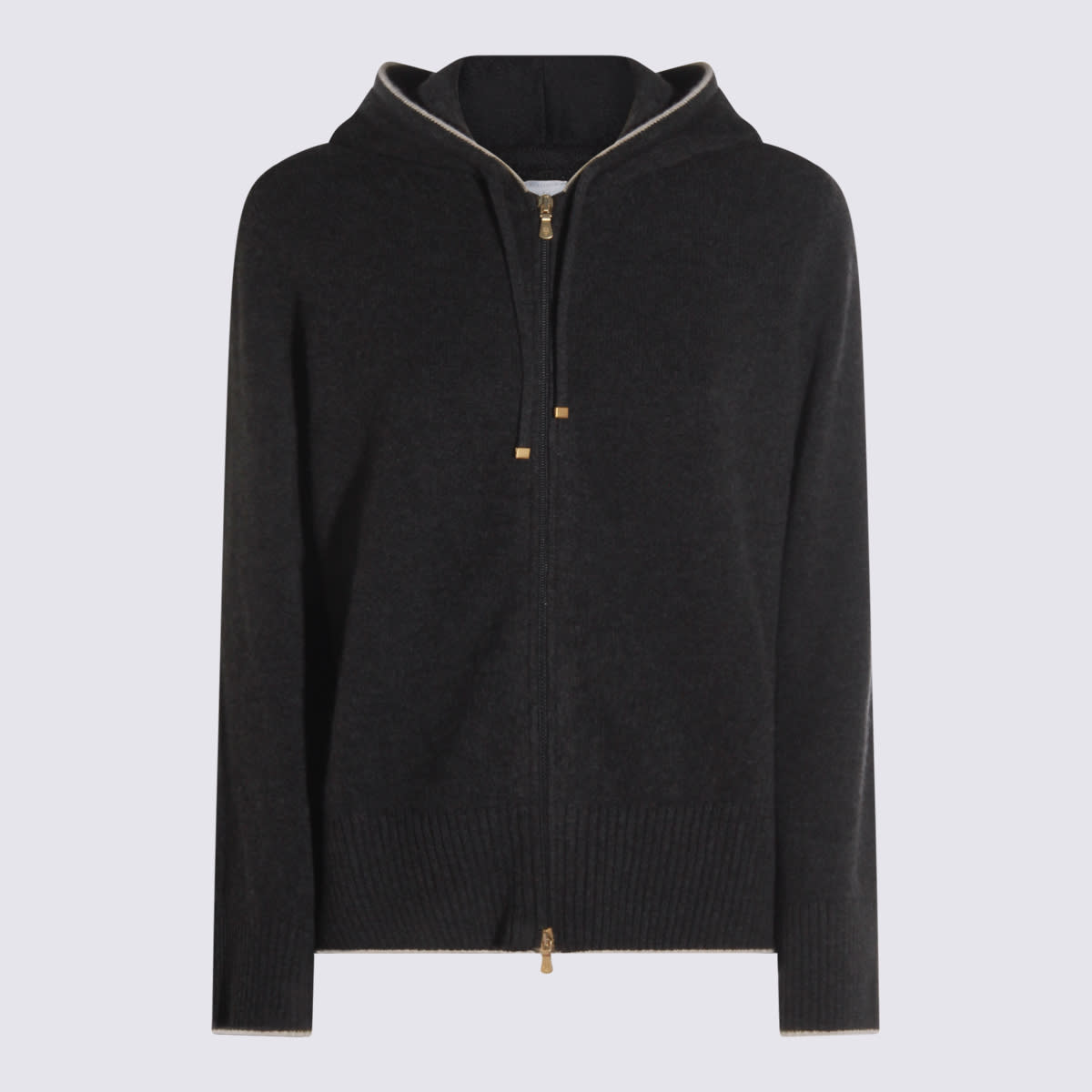 Eleventy Zip-up Hooded Sweater In Black