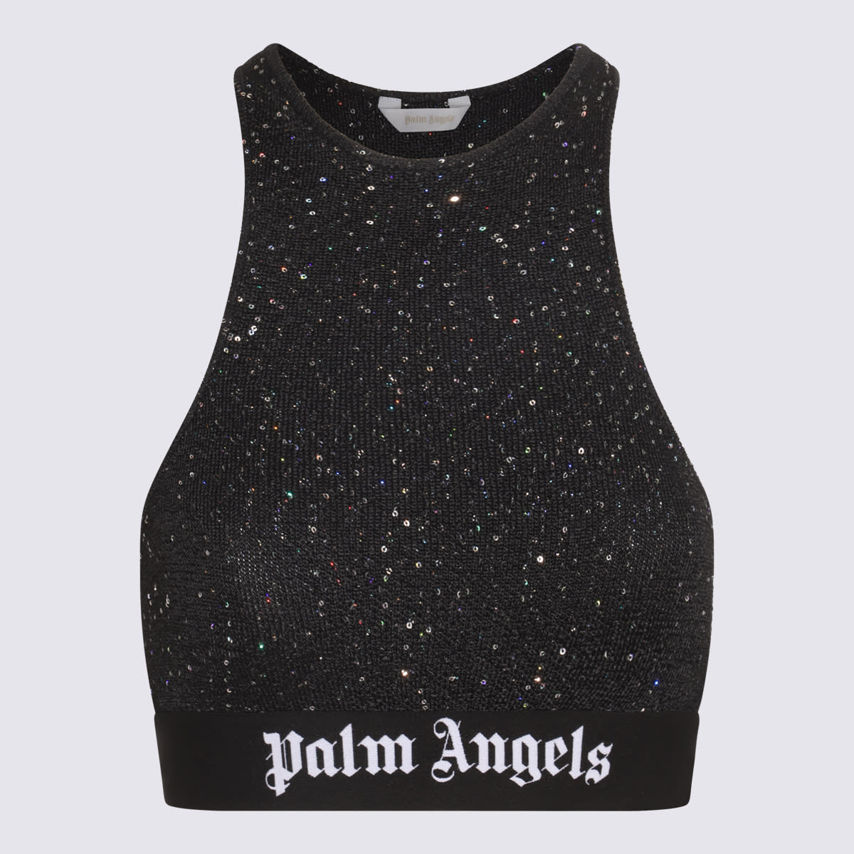 Shop Palm Angels Black And White Viscose Blend Soiree Top