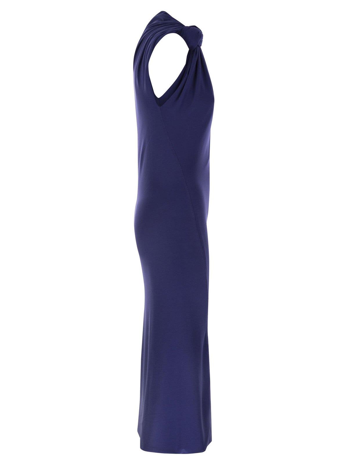 Shop Sportmax Max Mara Draped Sleeveless Dress In Blue