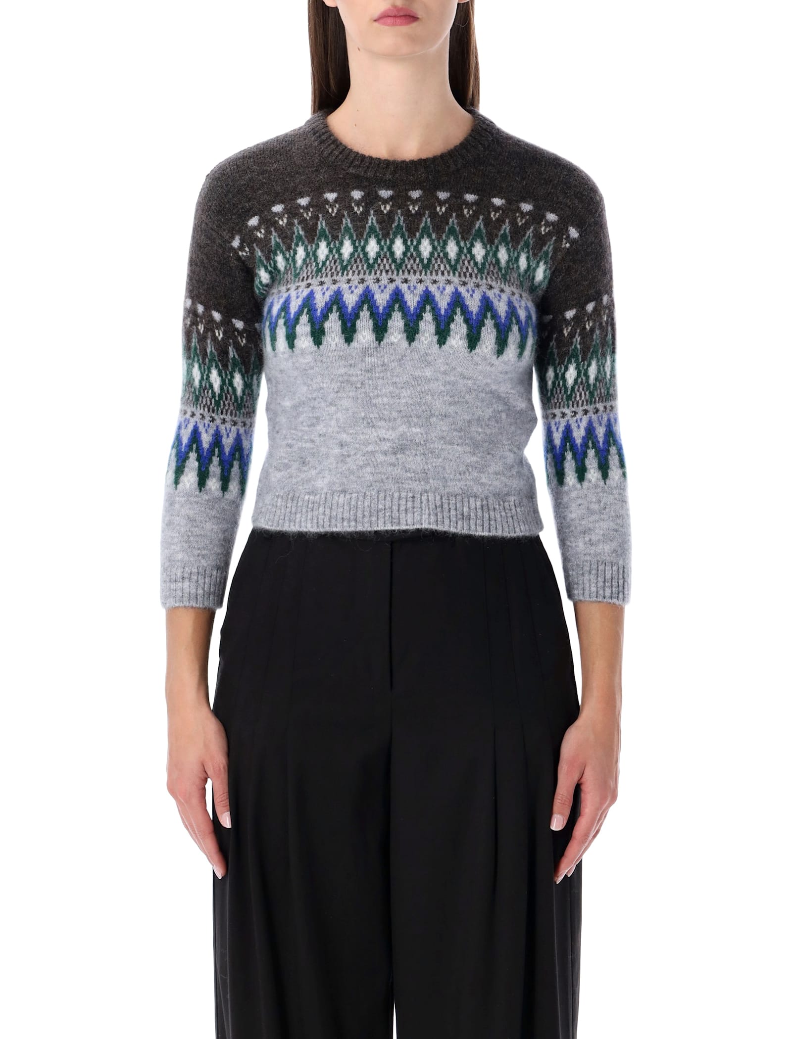 Acne Studios Fairislepattern Wool Sweater In Gray