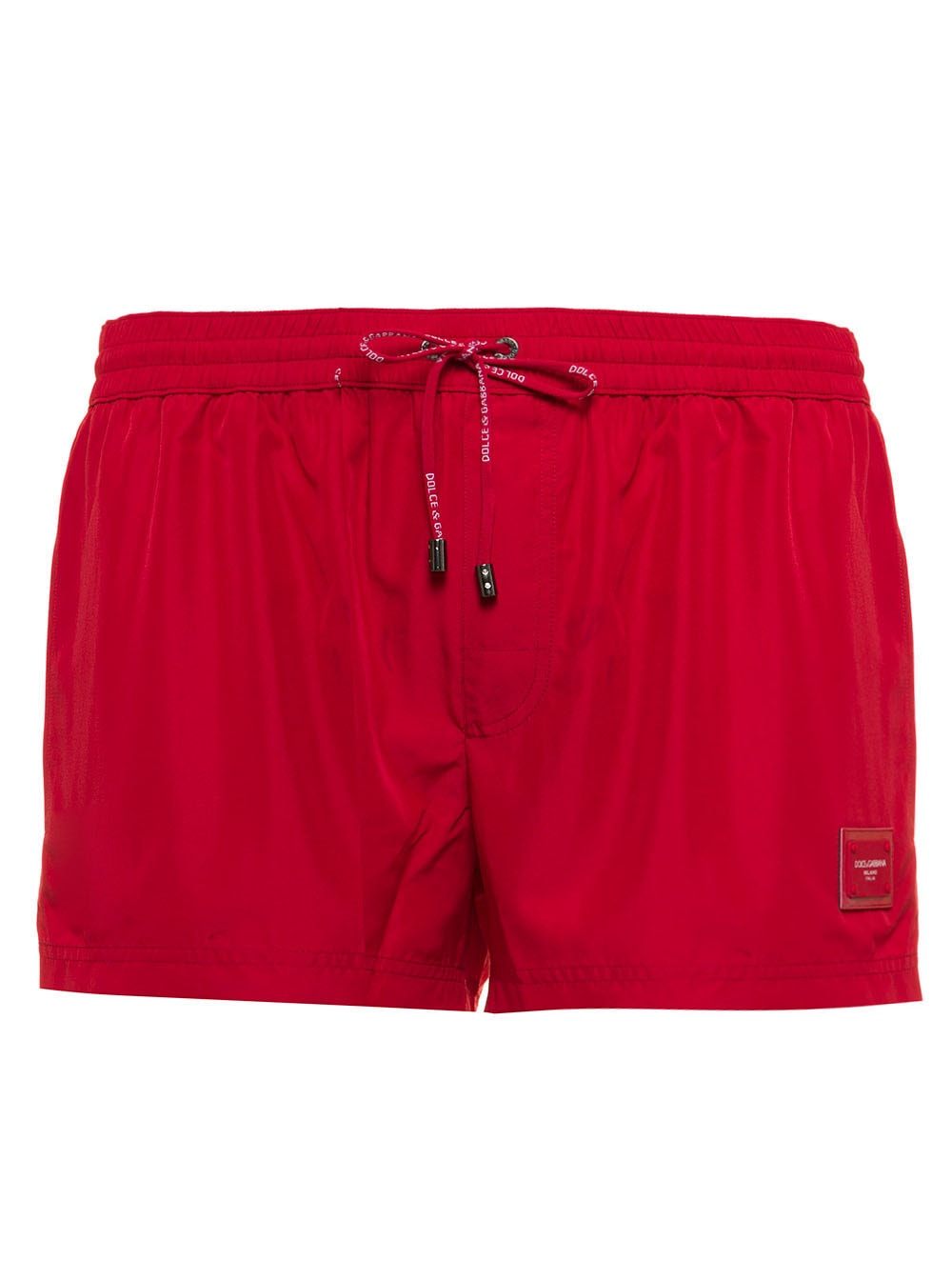 Dolce & Gabbana Red Nylon Swim Shorts With Logo
