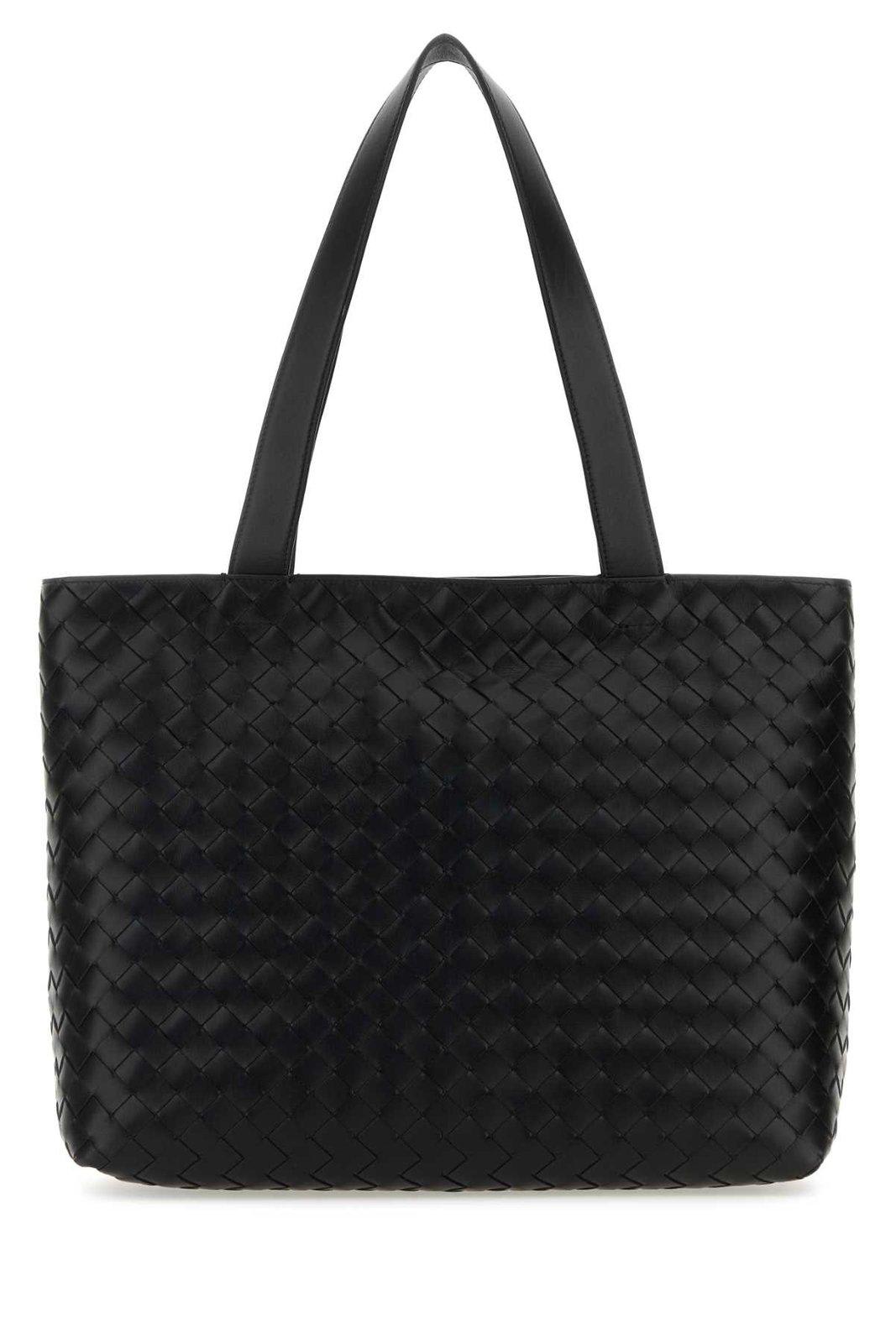 Shop Bottega Veneta Small Intrecciato Zipped Tote Bag In Nero