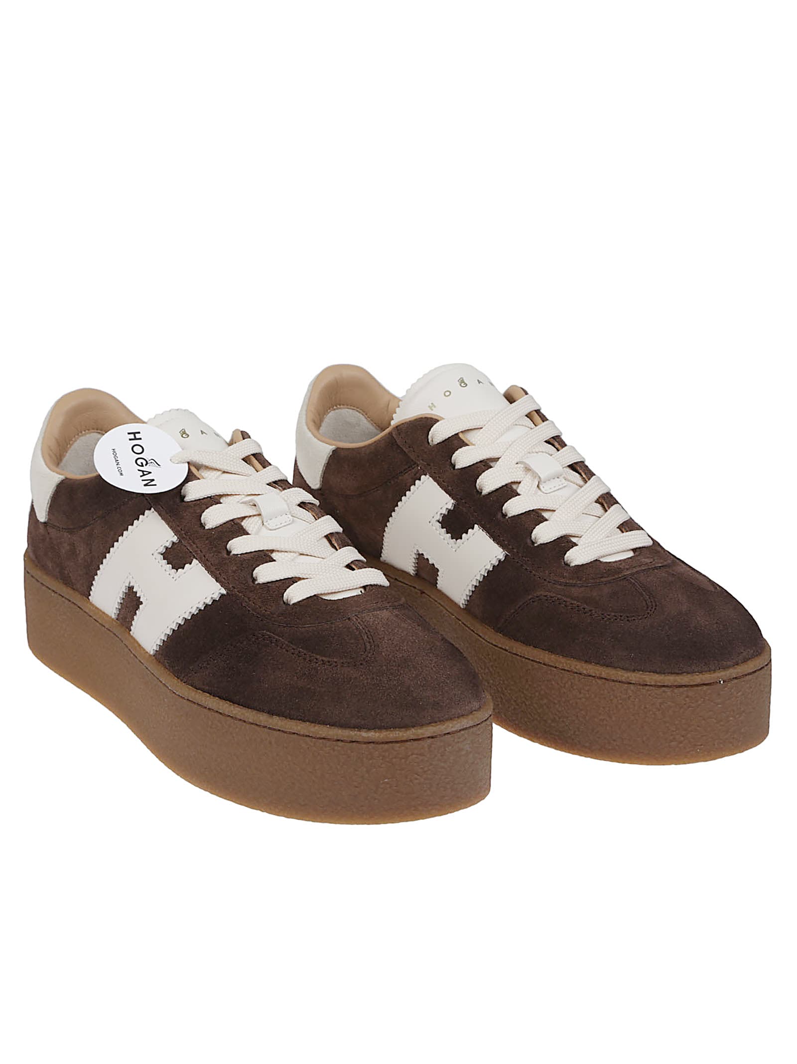 Hogan Chocolate Brown Suede Platform Sneakers With Lace-up Closure And H Logo Detail In Brown