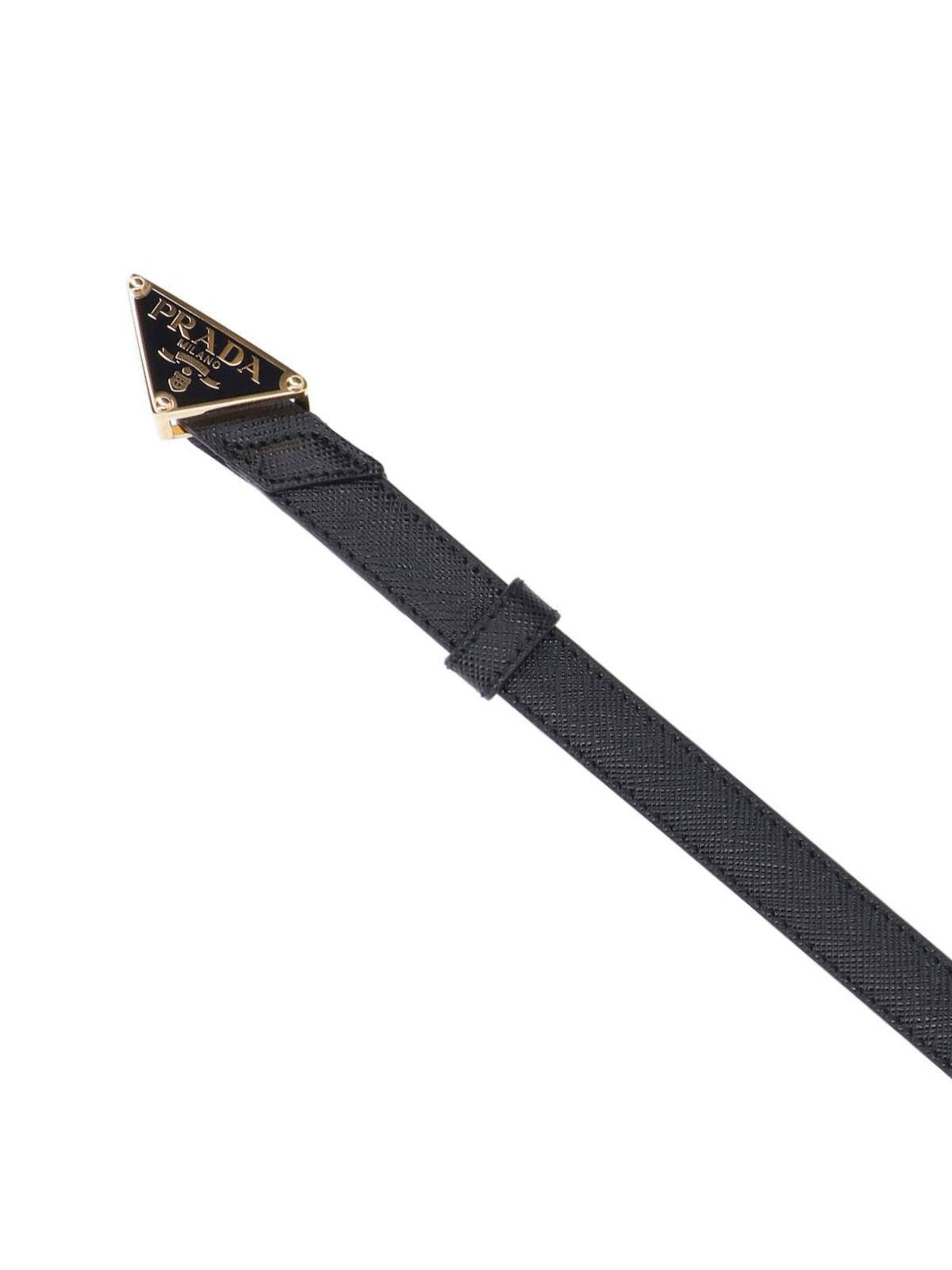 Shop Prada Saffiano Belt In Nero