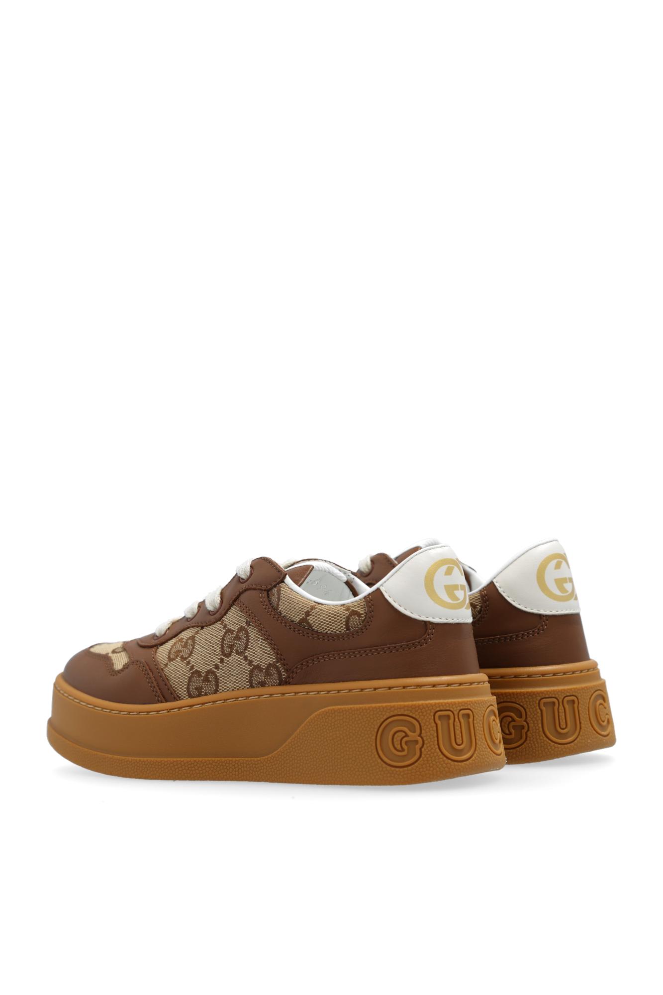 Shop Gucci Kids Platform Sneakers In Marrone