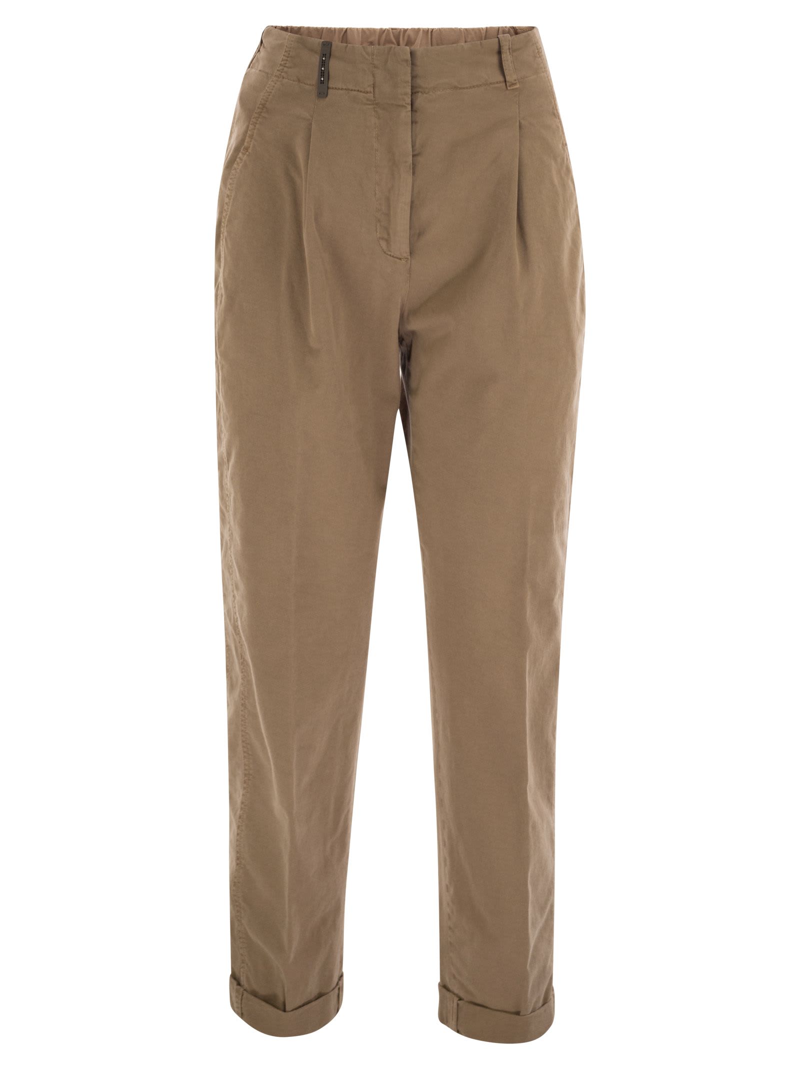 Peserico Women Garment Dyed Stretch Cotton Gabardine Trousers