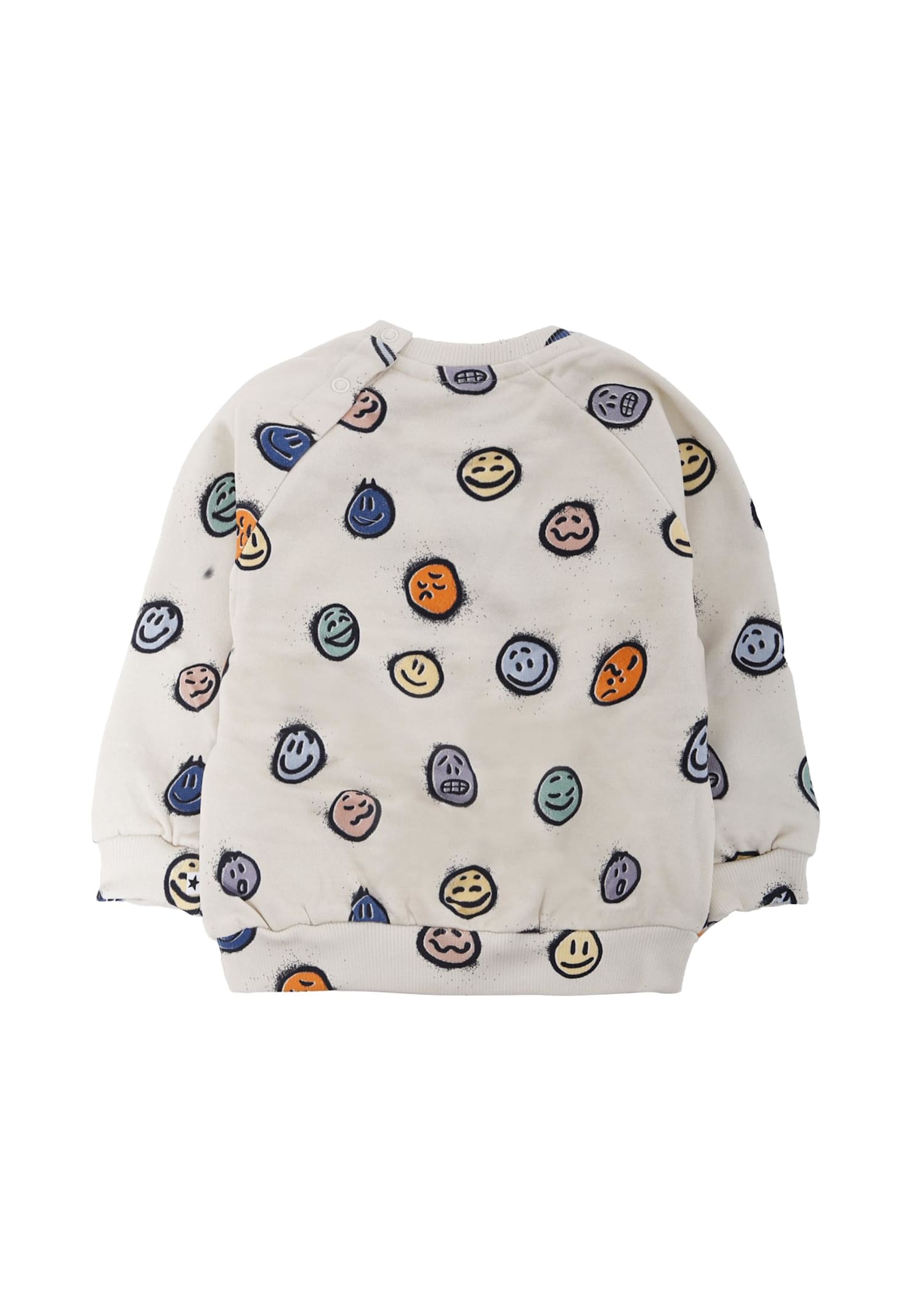 Molo Ivory Sweatshirt For Babykids With Smiley In White
