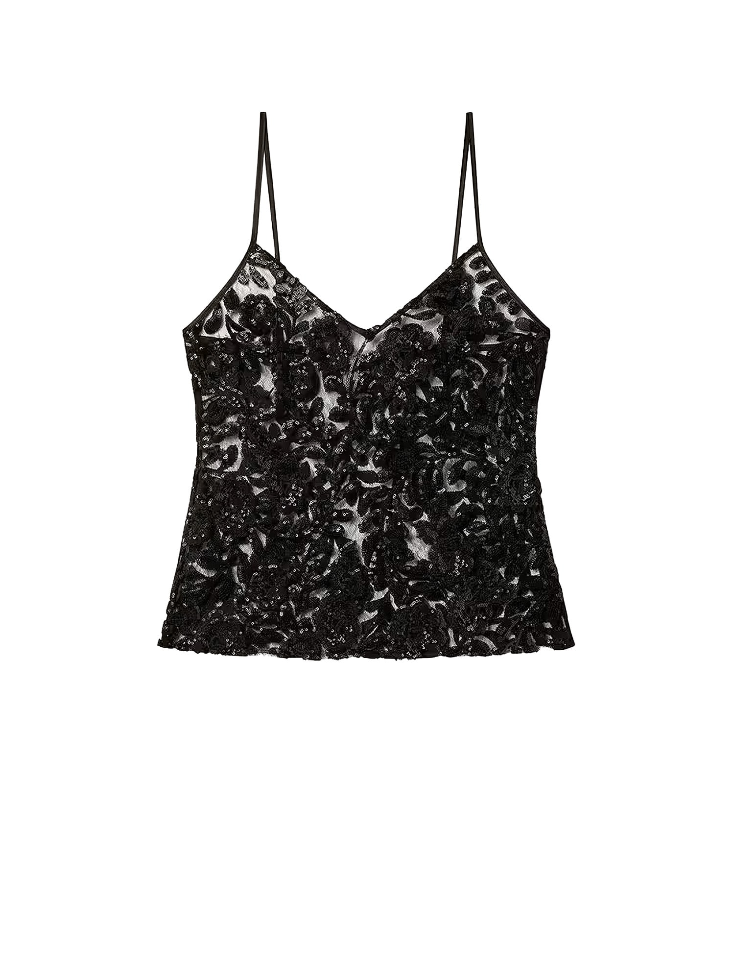 Golden Goose Deluxe Brand Women Tulle Top With Sequins Embroidery In Multi