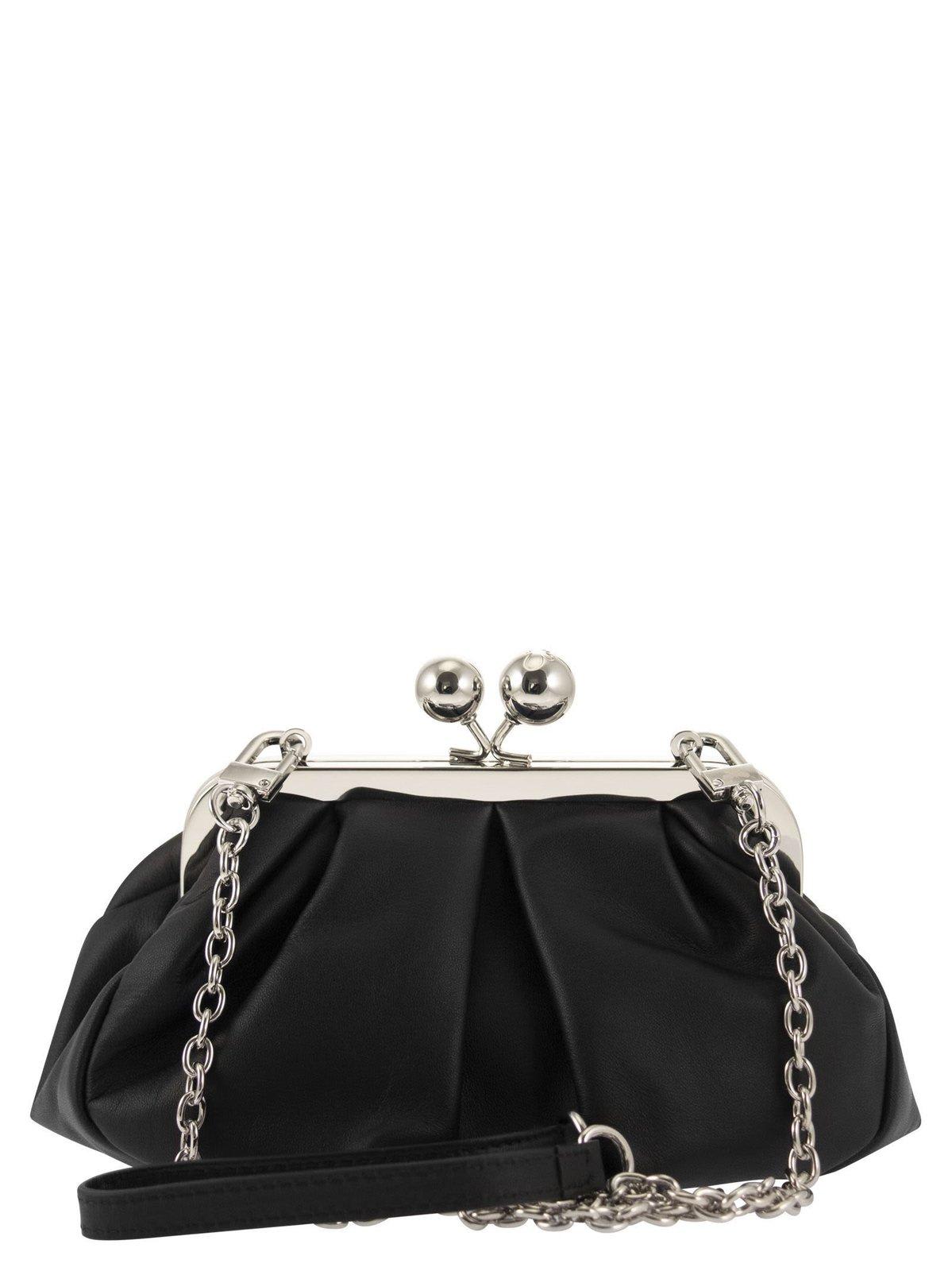 Shop Weekend Max Mara Pasticcino Chain-link Small Clutch Bag In Nero