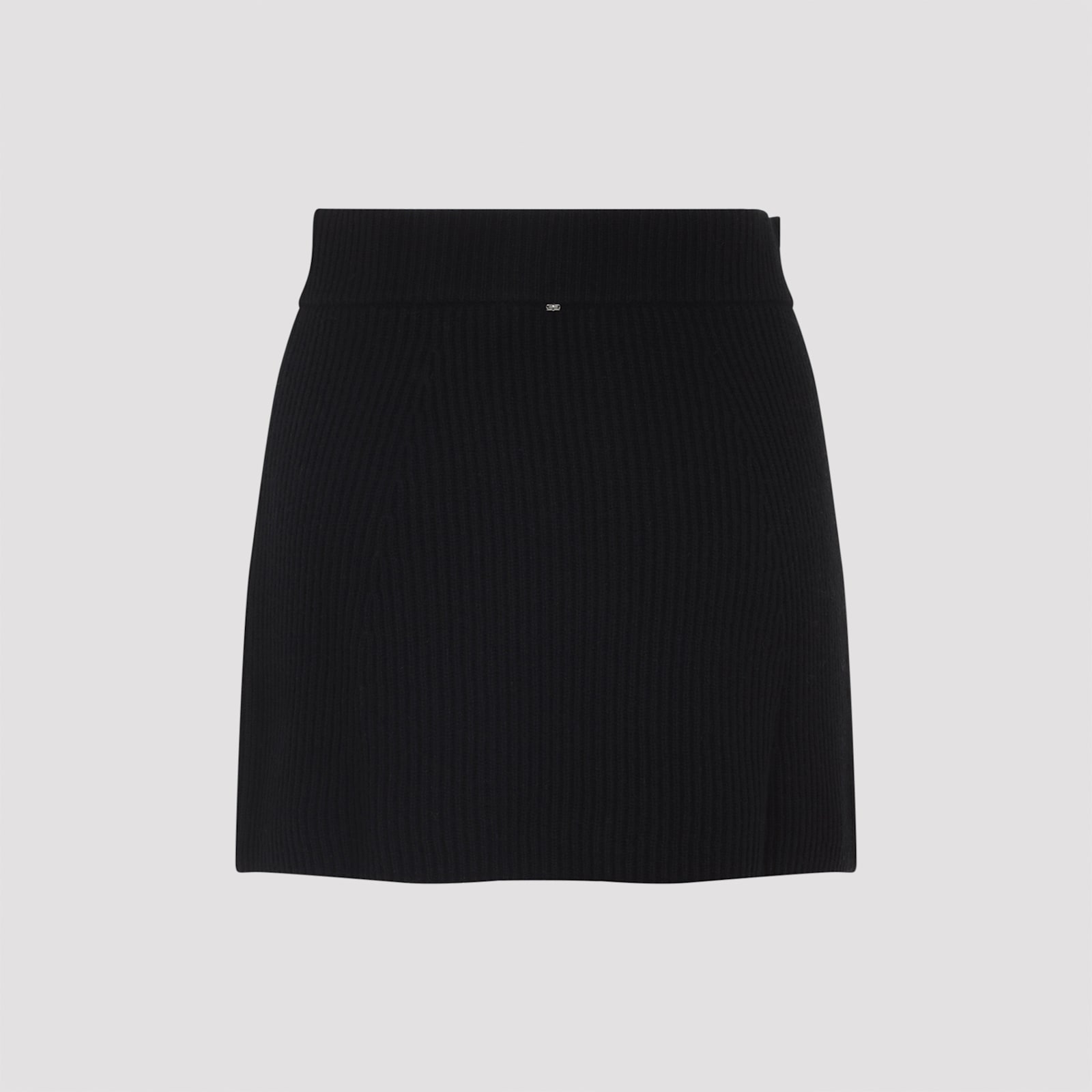 Sportmax Refolo Mini Skirt In Wool And Cashmere In Black