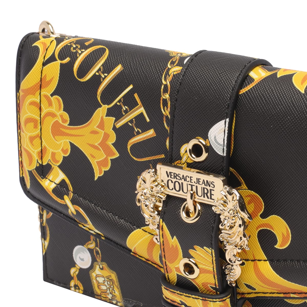 Versace Jeans Couture Baroque Print Wallet In Black